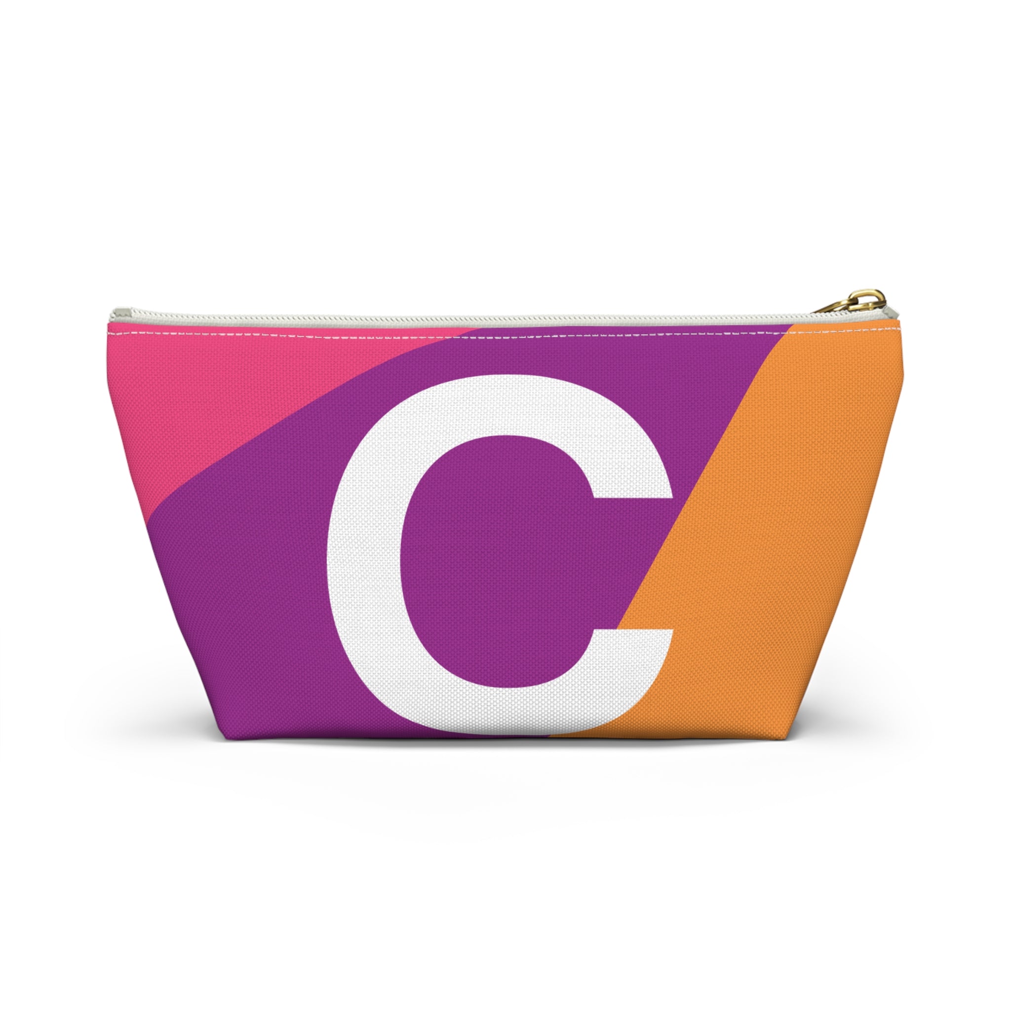 Initials Colorblock Accessory Pouch — Monogram C T-Bottom Cosmetic Bag