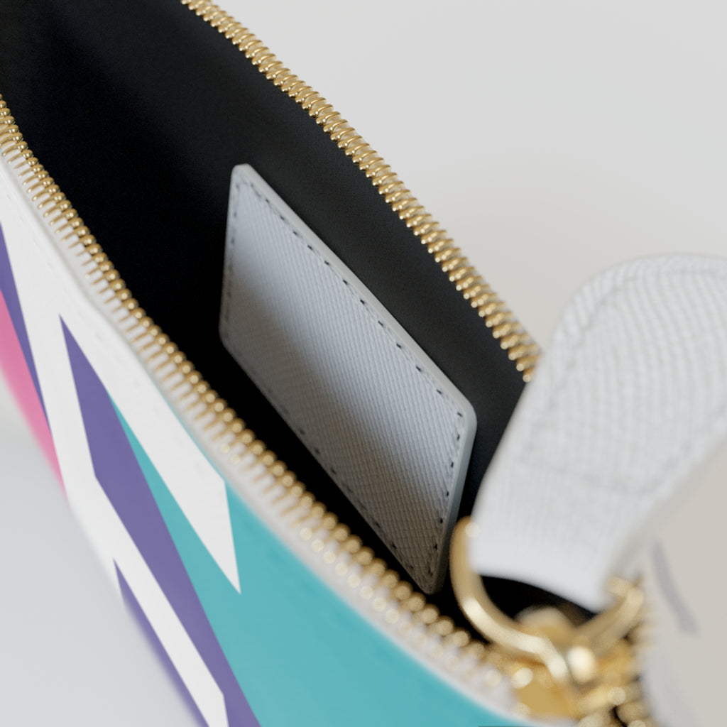 Initial F Mini Clutch — Colorblock Monogram Wristlet Wallet
