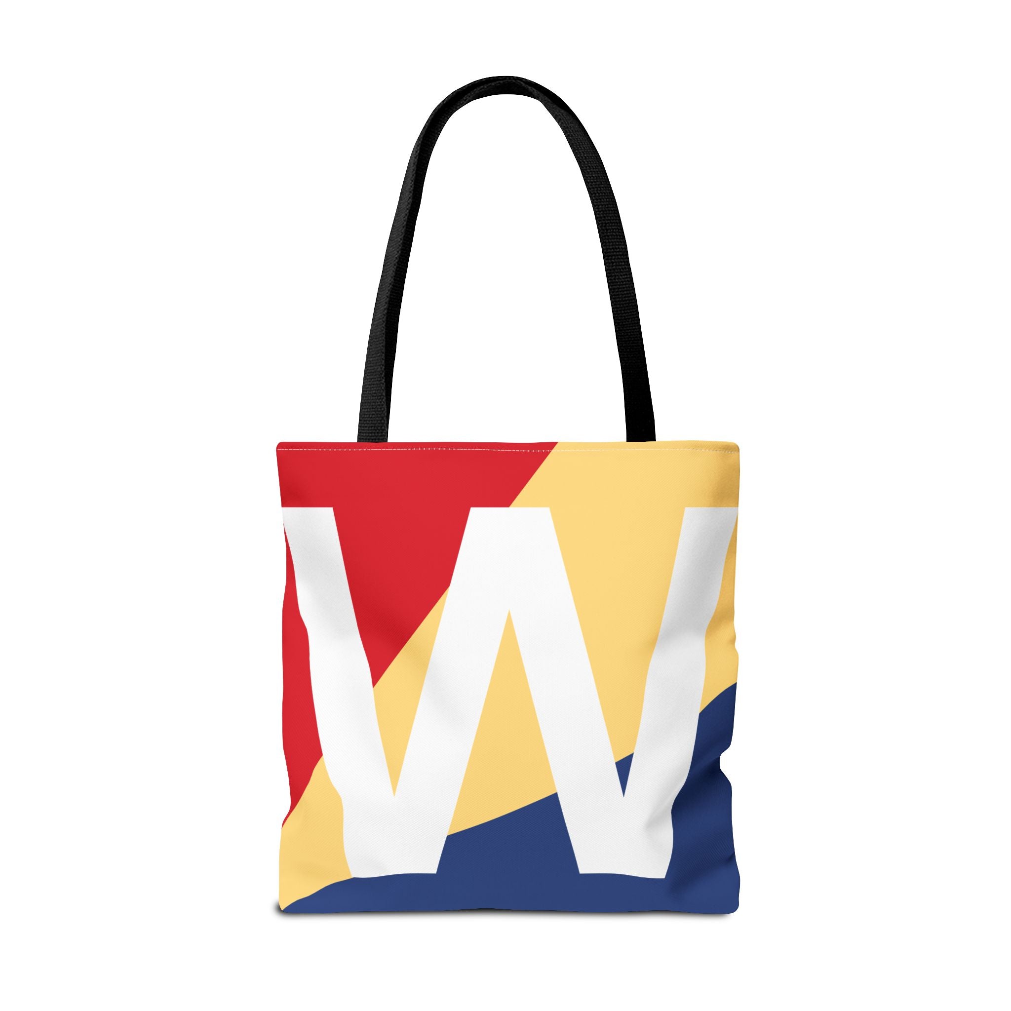 Monogram 'W' Colorblock Tote Bag — Personalized Initial W Shoulder Tote