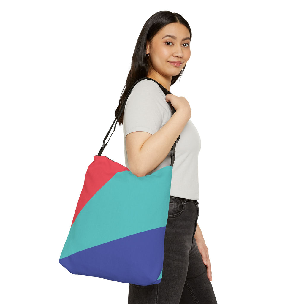 Colorblock Geometric Tote Bag — Adjustable Strap, Bright Abstract Pattern