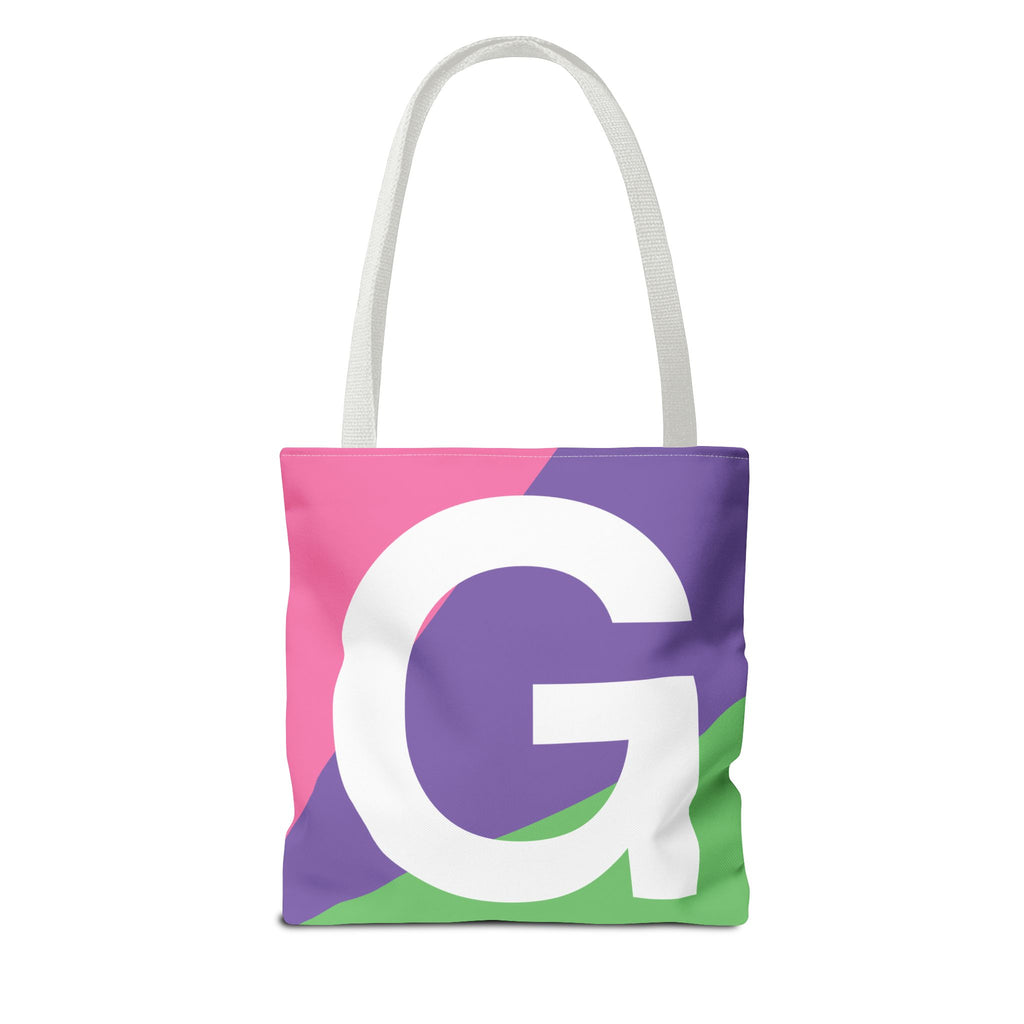 Monogram 'G' Colorblock Tote Bag — Personalized Initial G Shoulder Tote