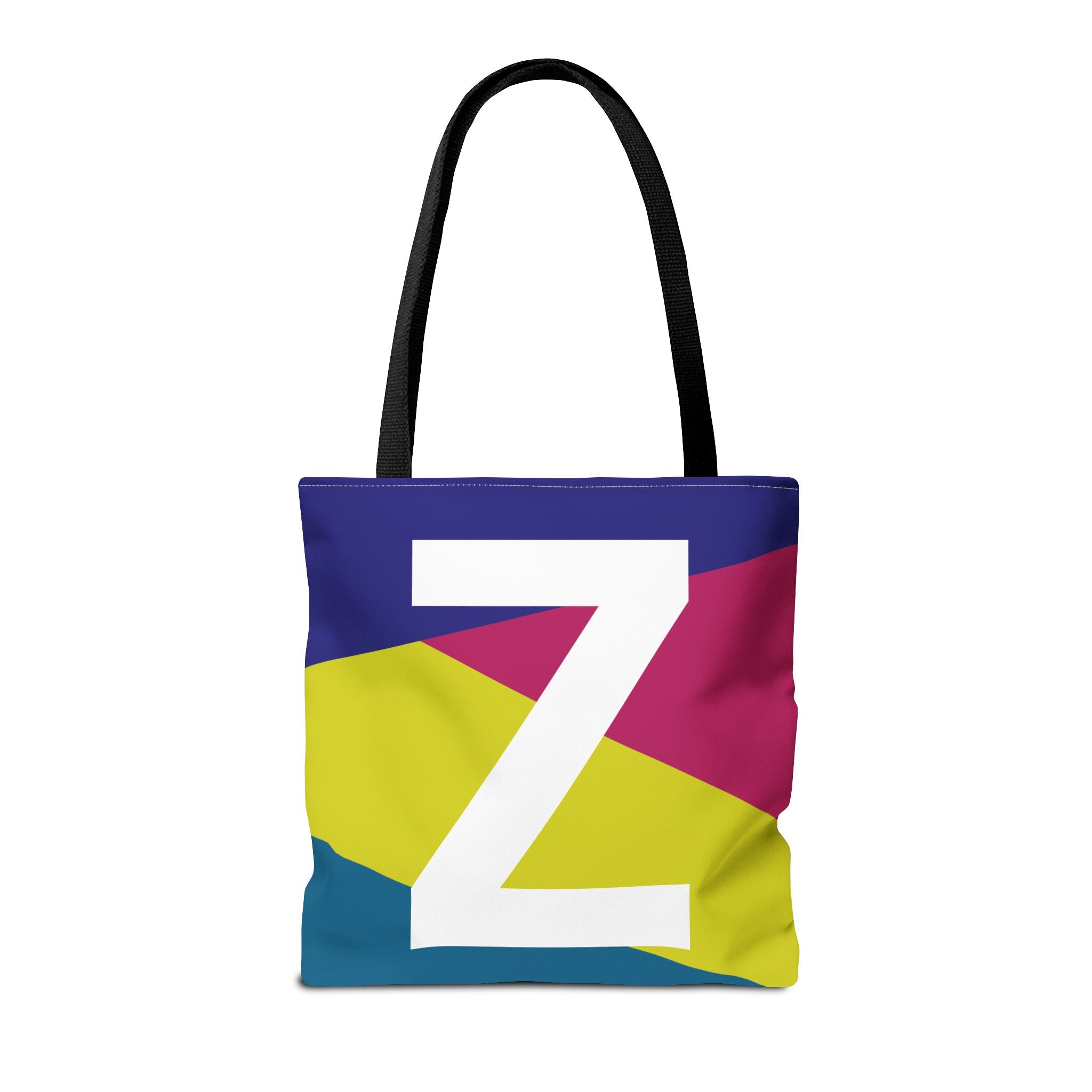 Monogram 'Z' Colorblock Tote Bag — Personalized Initial Z Shoulder Tote