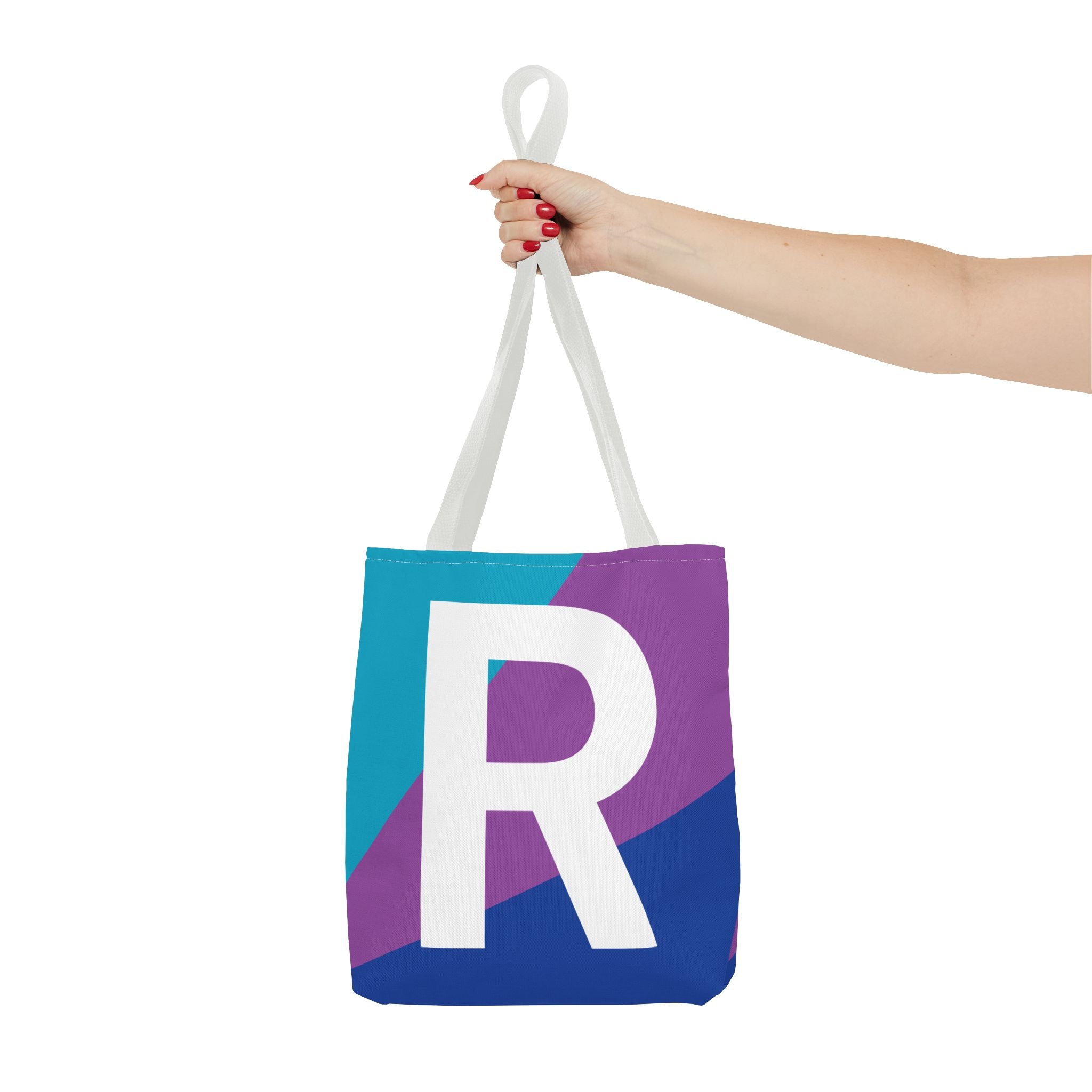 Monogram 'R' Colorblock Tote Bag — Personalized Initial R Shoulder Tote