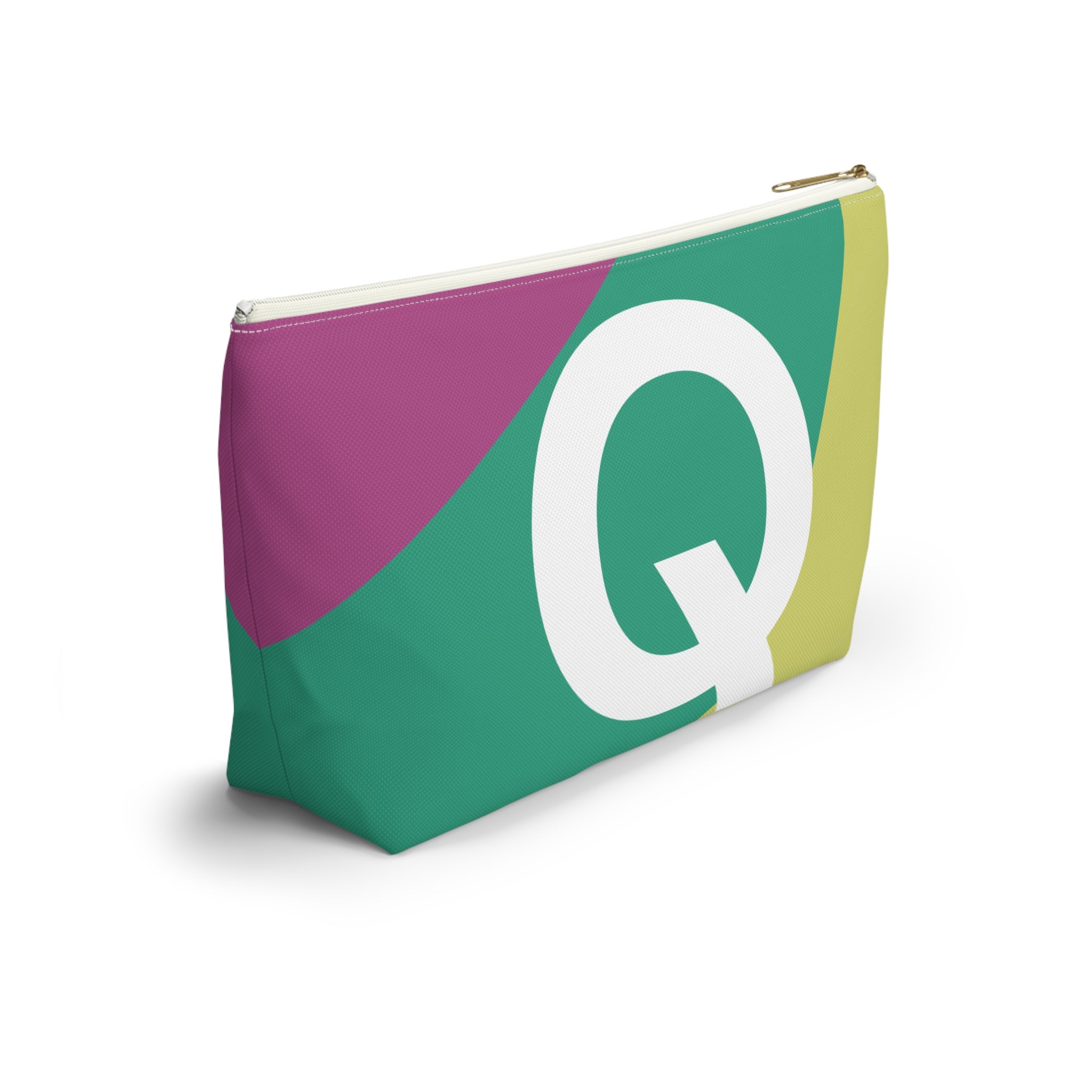 Initials Colorblock Accessory Pouch — Monogram Q T-Bottom Cosmetic Bag