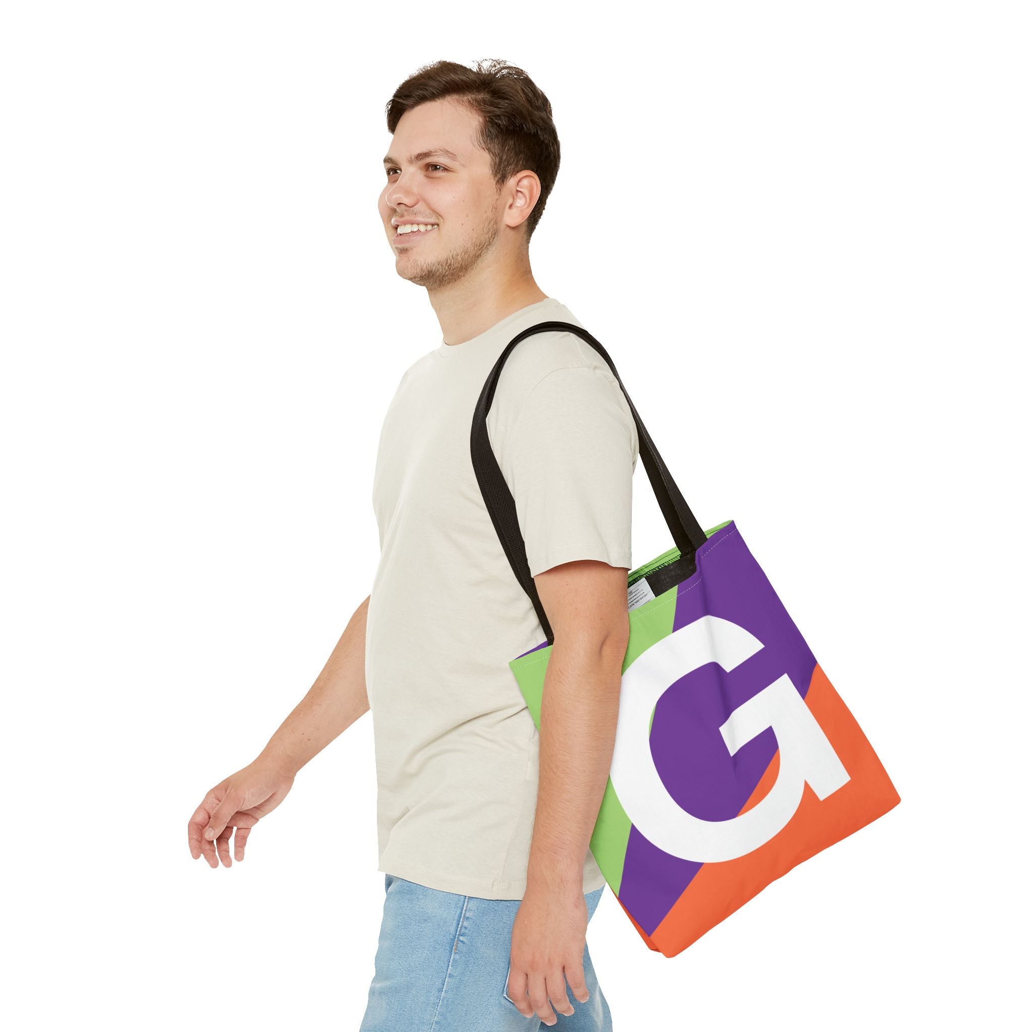 Monogram 'G' Colorblock Tote Bag — Personalized Initial G Shoulder Tote