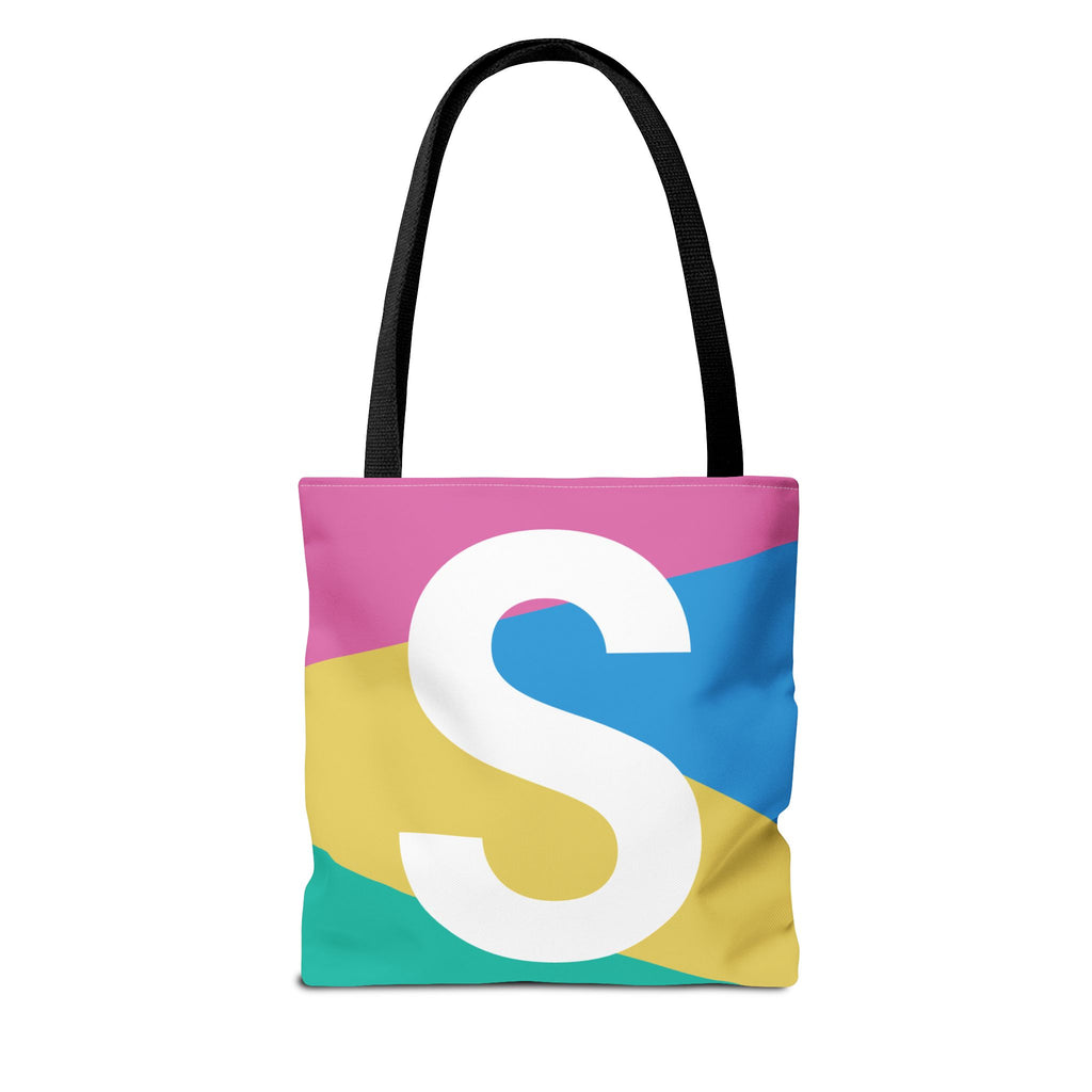 Monogram 'S' Colorblock Tote Bag — Personalized Initial S Shoulder Tote