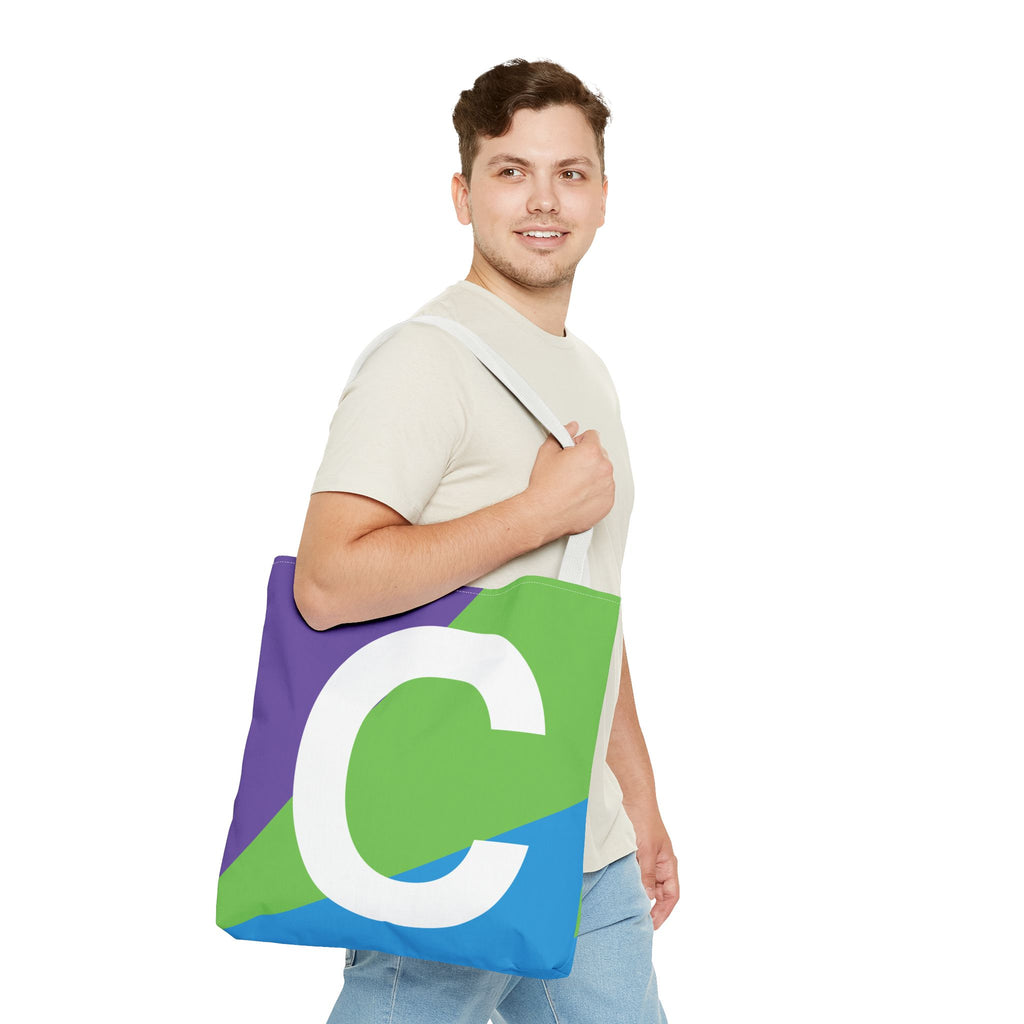 Monogram 'C' Colorblock Tote Bag — Personalized Initial C Shoulder Tote
