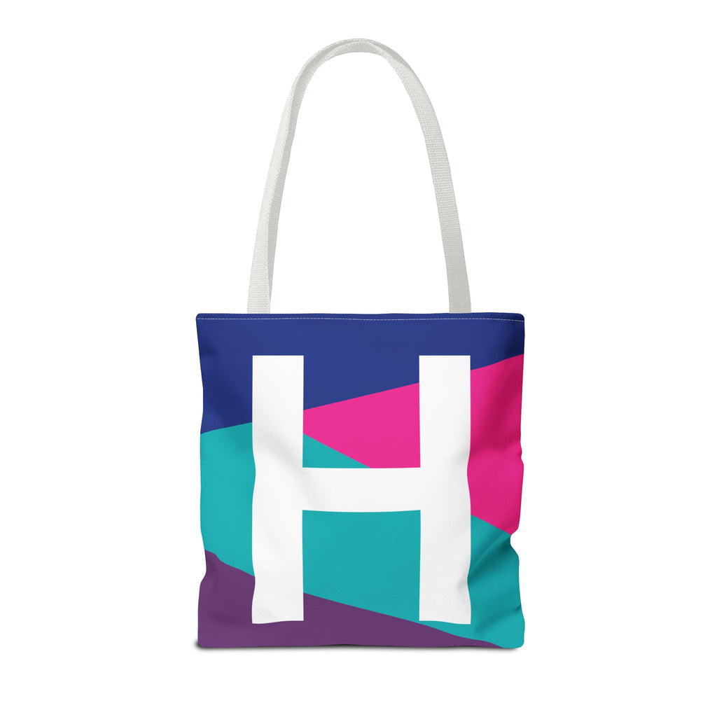 Monogram 'H' Colorblock Tote Bag — Personalized Initial H Shoulder Tote