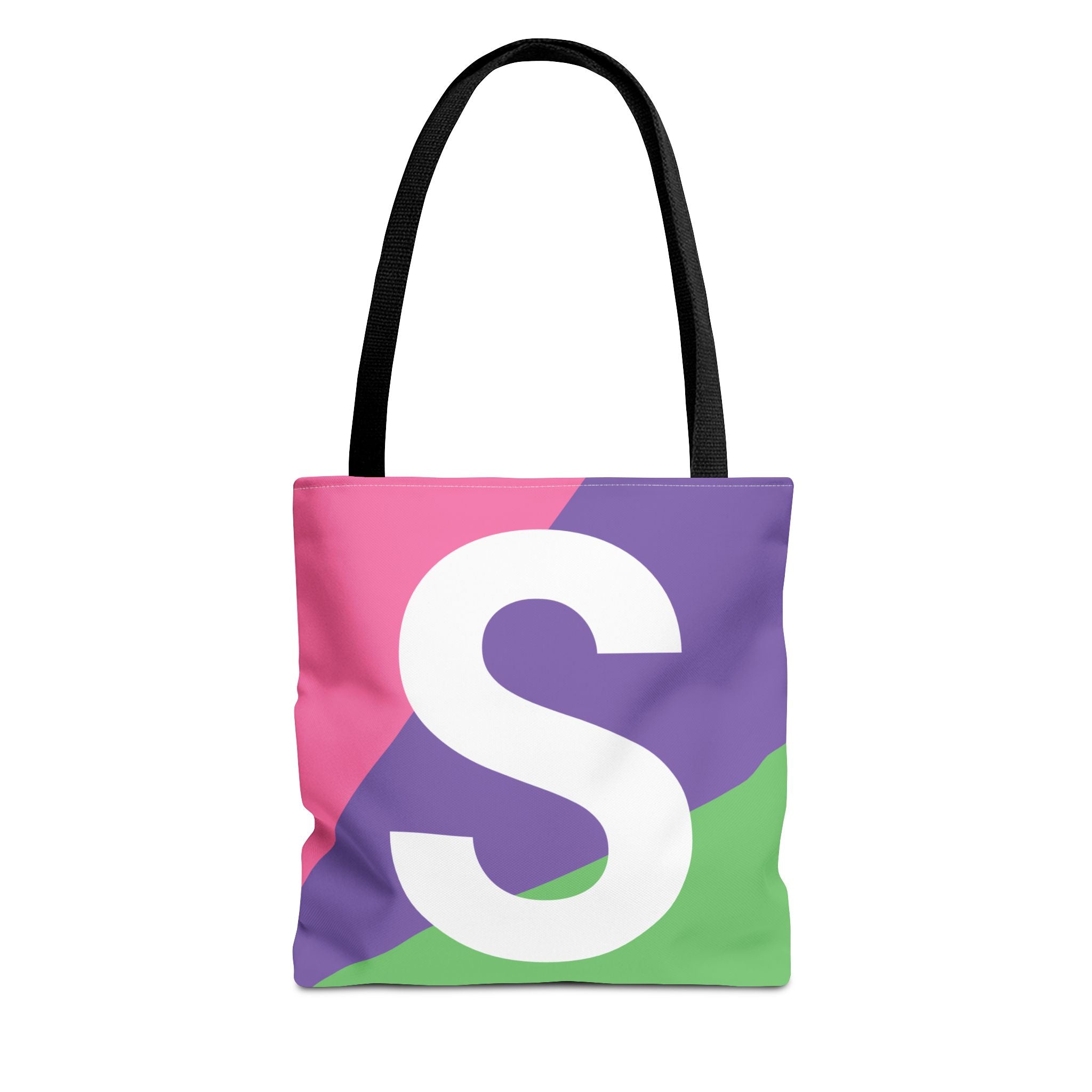 Monogram 'S' Colorblock Tote Bag — Personalized Initial S Shoulder Tote