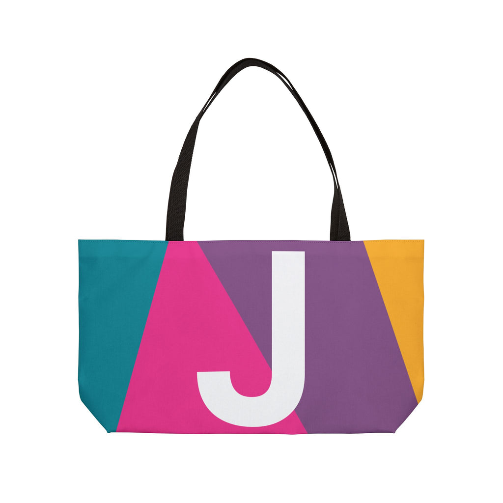 Personalized 'J' Colorblock Tote Bag — Monogram Weekender Tote