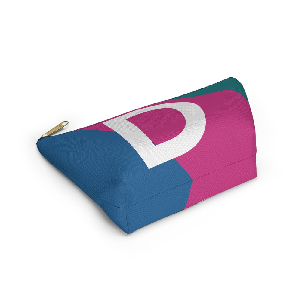 Initials Colorblock Accessory Pouch — Monogram D T-Bottom Cosmetic Bag