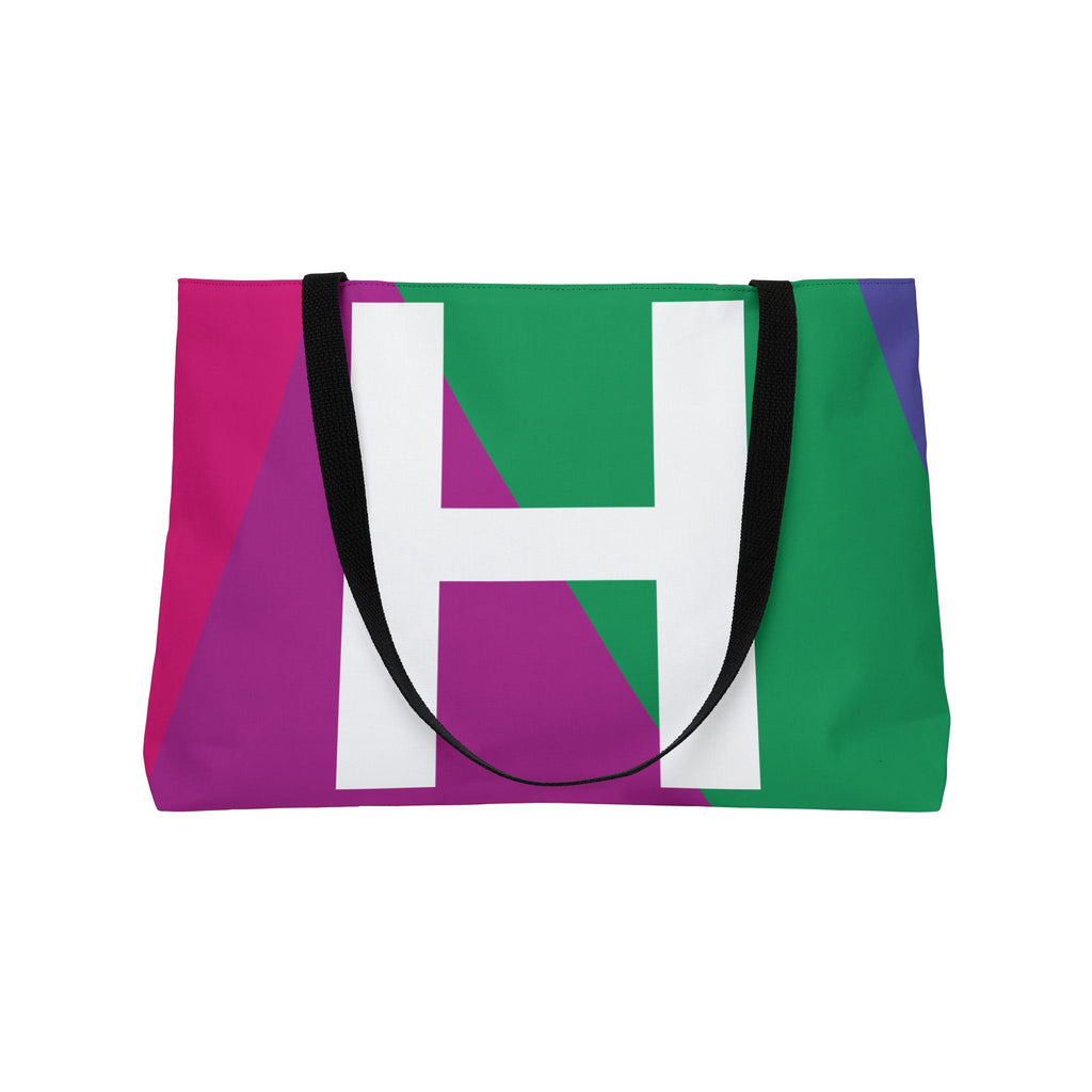 Personalized 'H' Colorblock Tote Bag — Monogram Weekender Tote