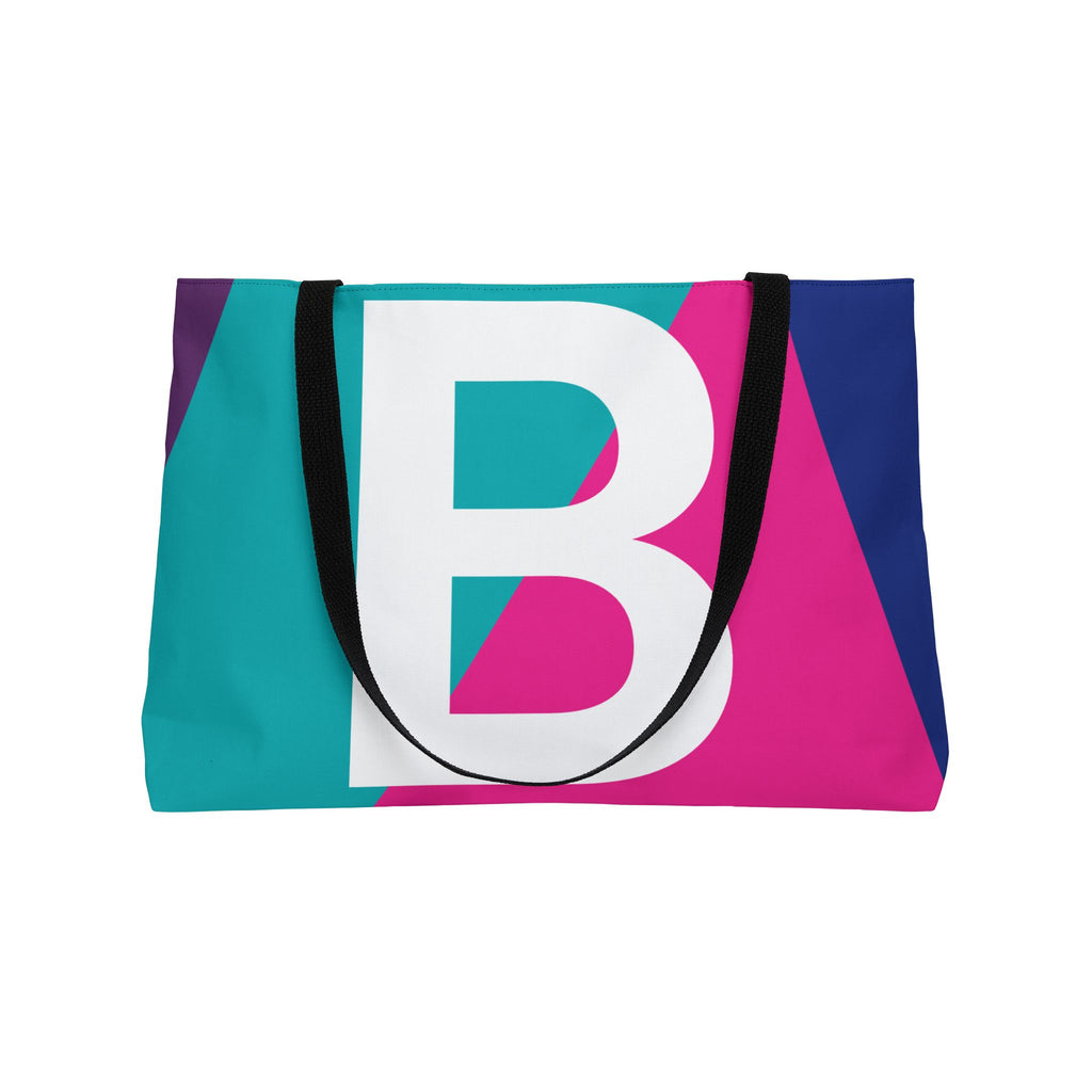Personalized 'B' Colorblock Tote Bag — Monogram Weekender Tote