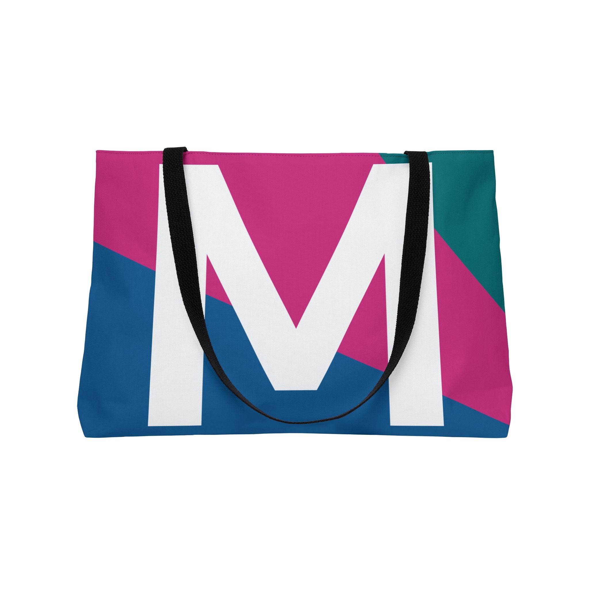 Personalized 'M' Colorblock Tote Bag — Monogram Weekender Tote