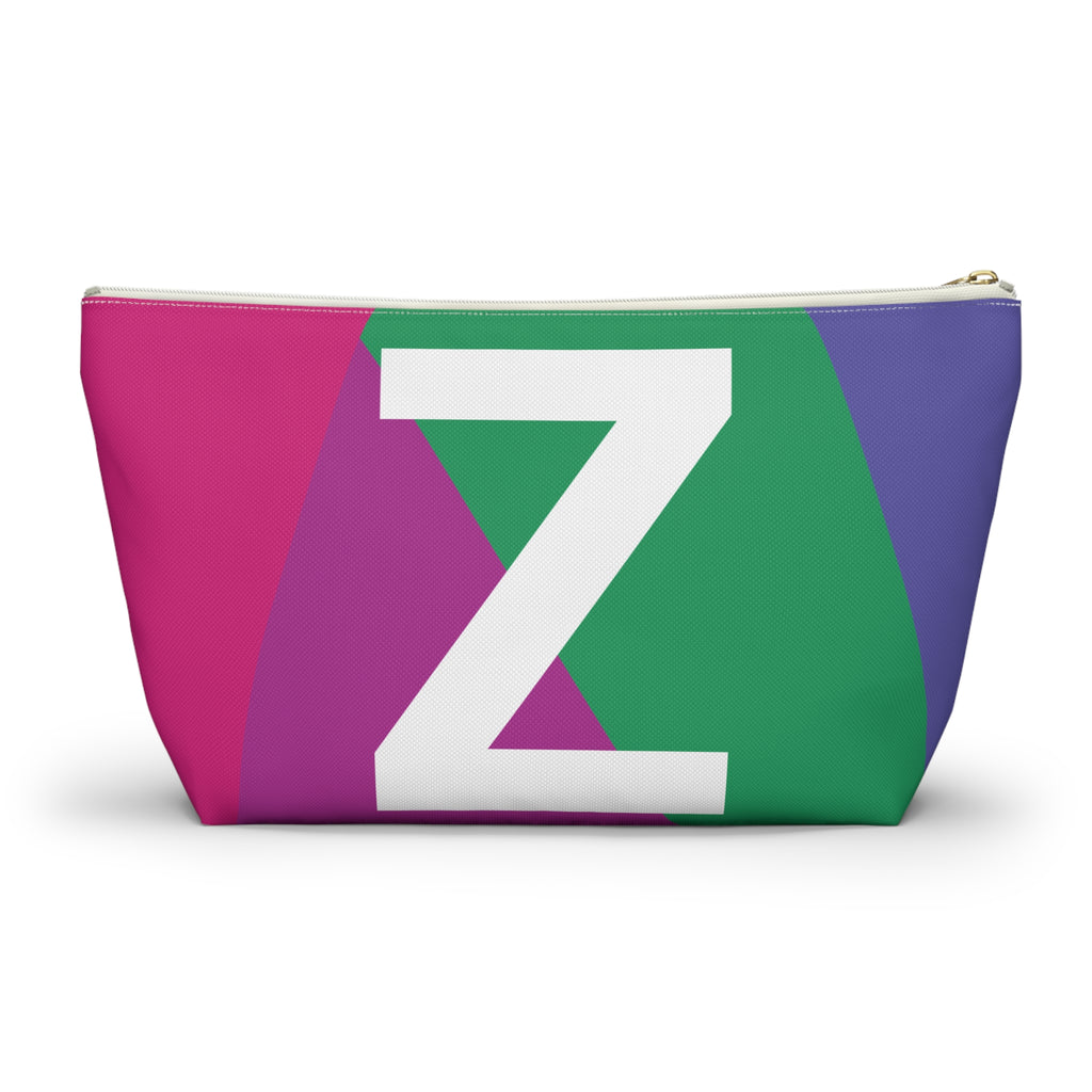 Initials Colorblock Accessory Pouch — Monogram Z T-Bottom Cosmetic Bag
