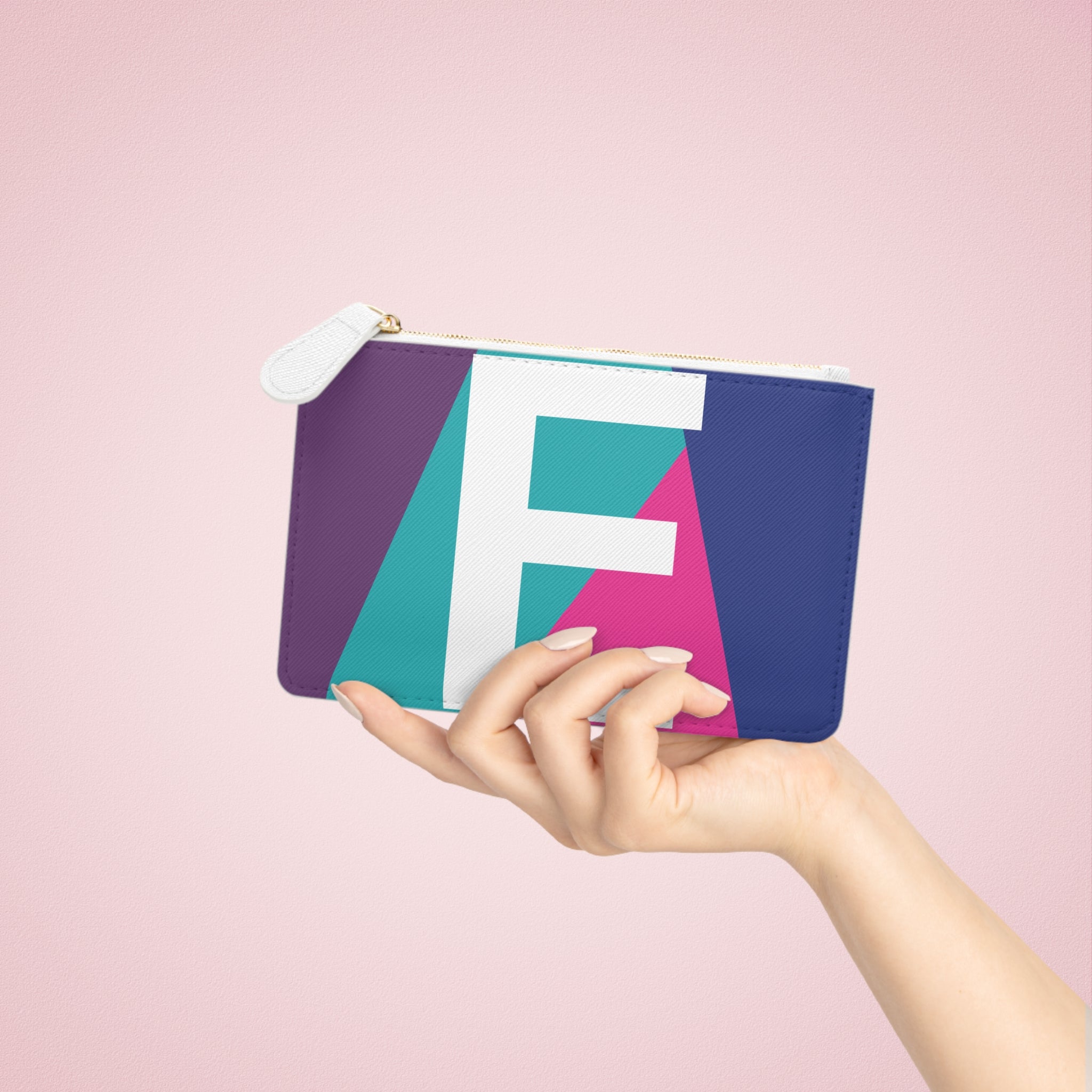 Initial E Mini Clutch — Colorblock Monogram Wristlet Wallet