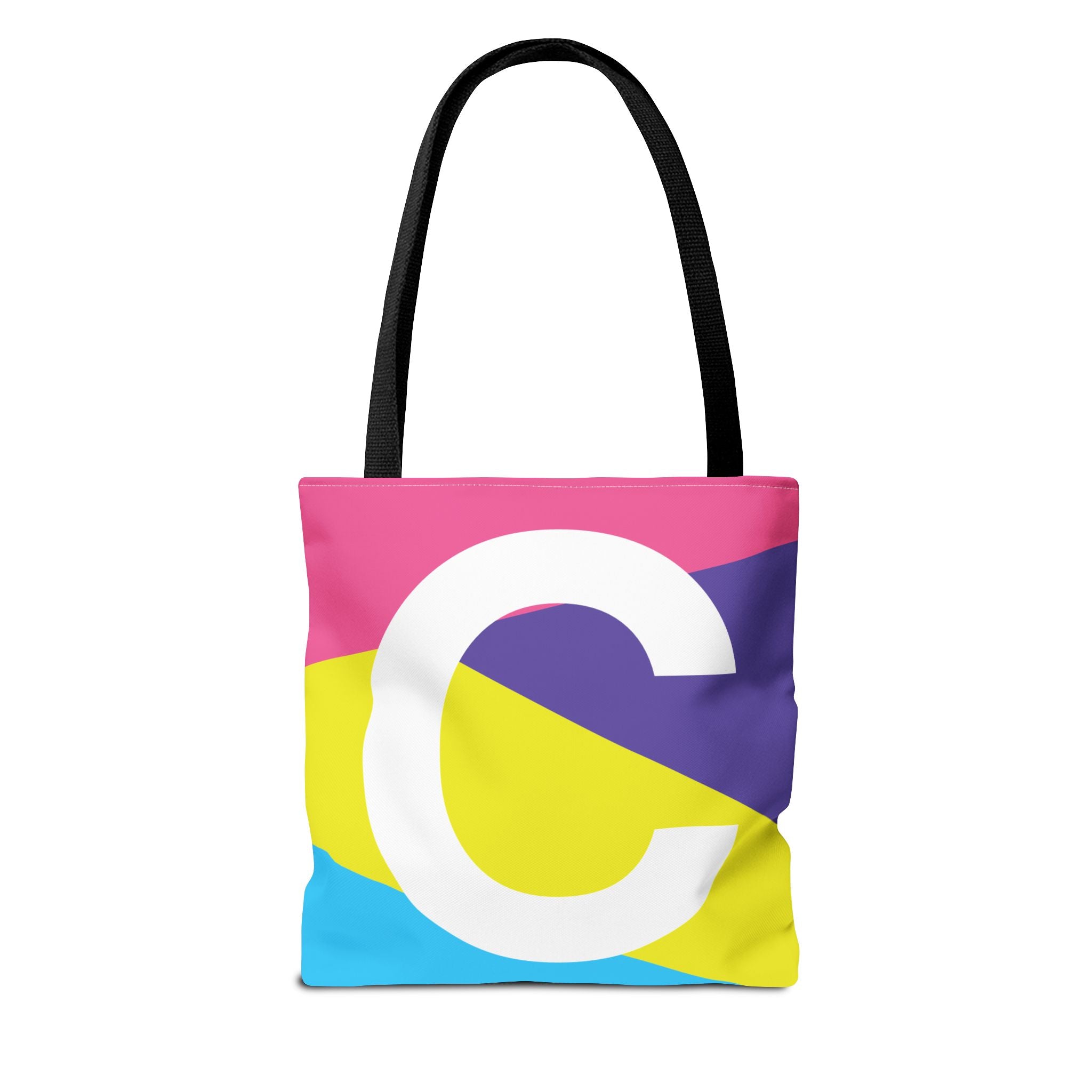 Monogram 'C' Colorblock Tote Bag — Personalized Initial C Shoulder Tote
