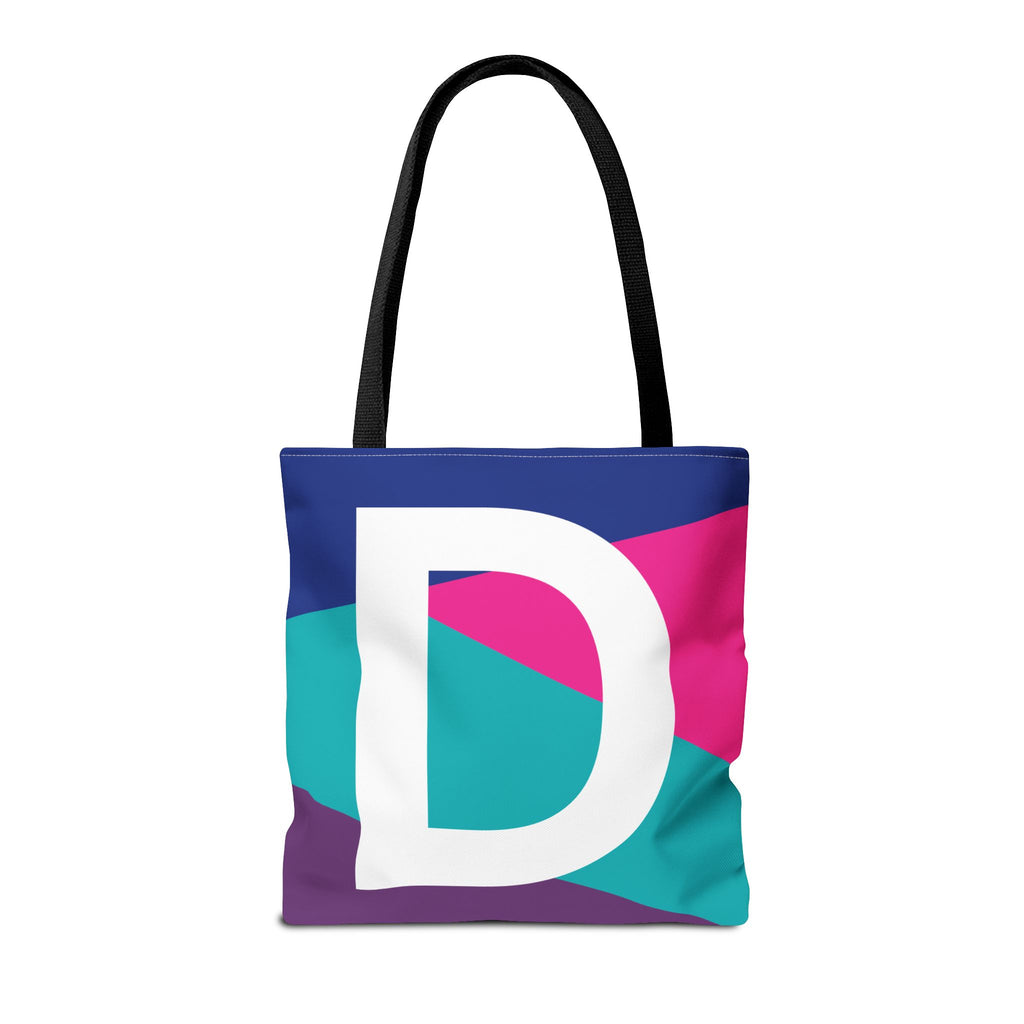 Monogram 'D' Colorblock Tote Bag — Personalized Initial D Shoulder Tote