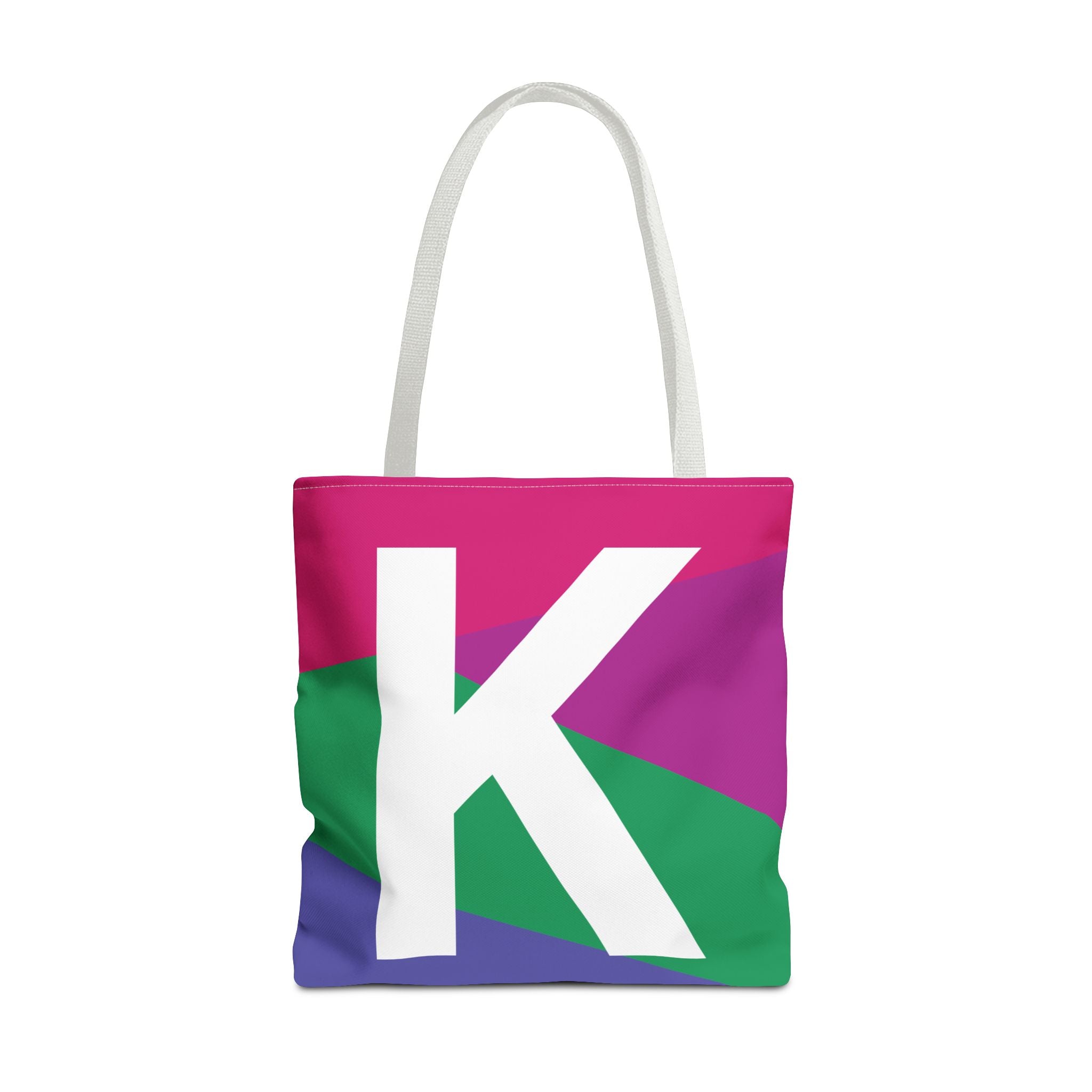 Monogram 'K' Colorblock Tote Bag — Personalized Initial K Shoulder Tote