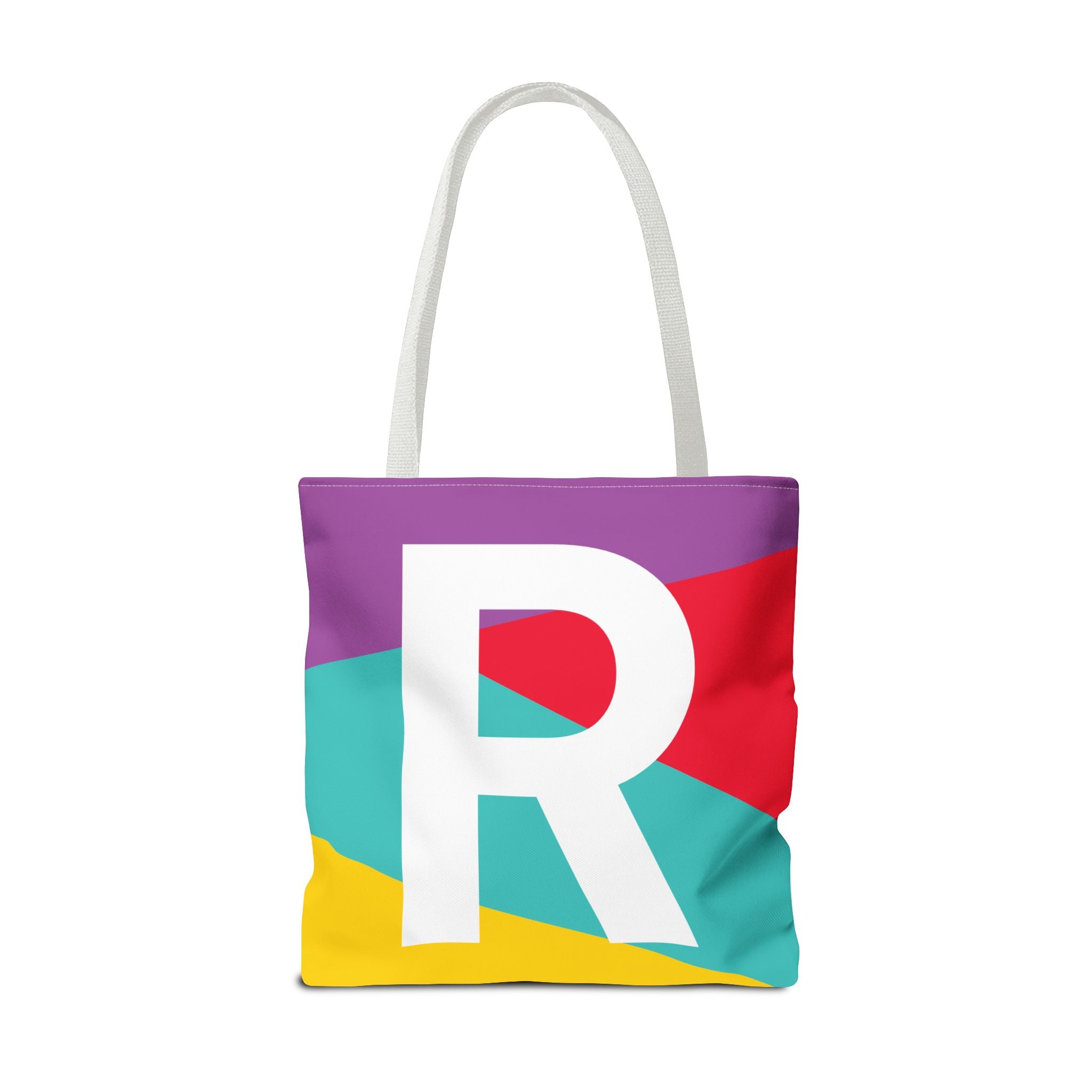 Monogram 'R' Colorblock Tote Bag — Personalized Initial R Shoulder Tote