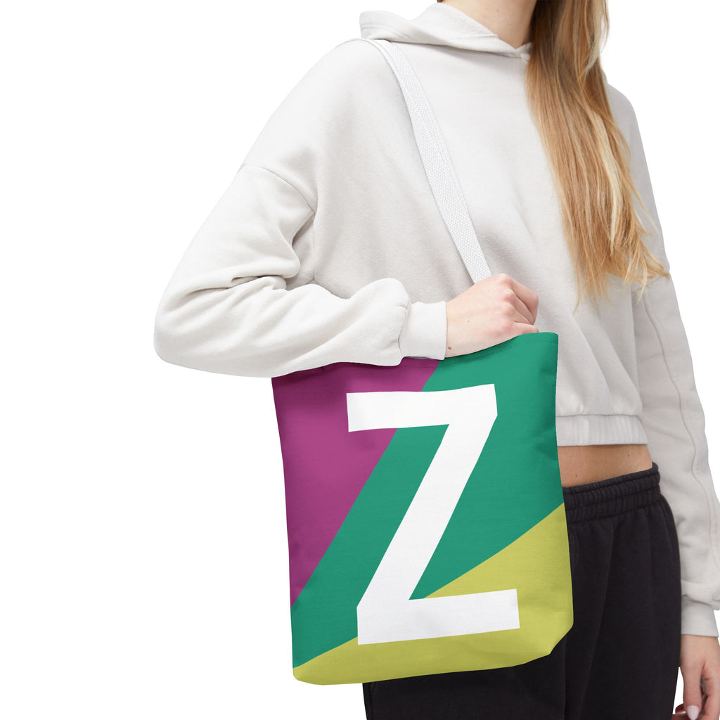 Monogram 'Z' Colorblock Tote Bag — Personalized Initial Z Shoulder Tote