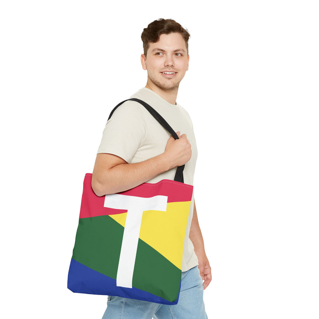 Monogram 'T' Colorblock Tote Bag — Personalized Initial T Shoulder Tote