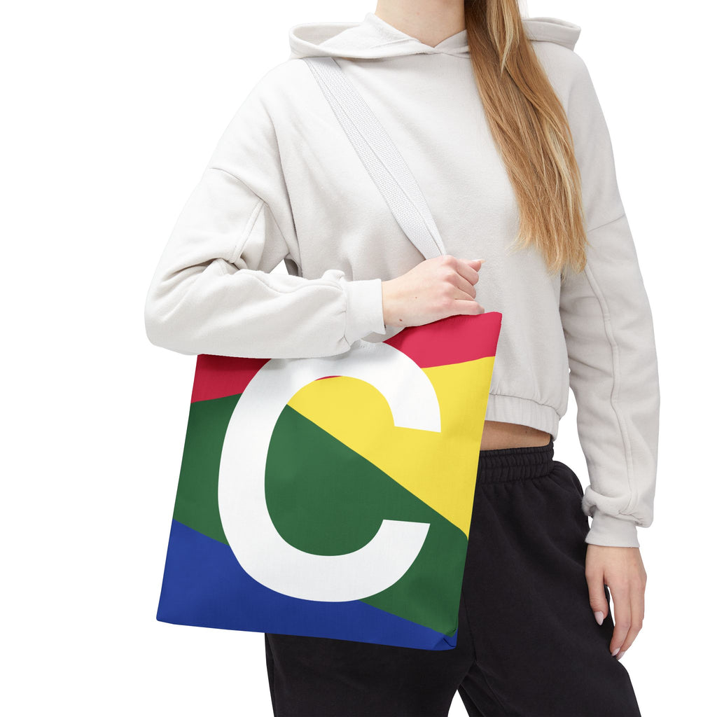 Monogram 'C' Colorblock Tote Bag — Personalized Initial C Shoulder Tote