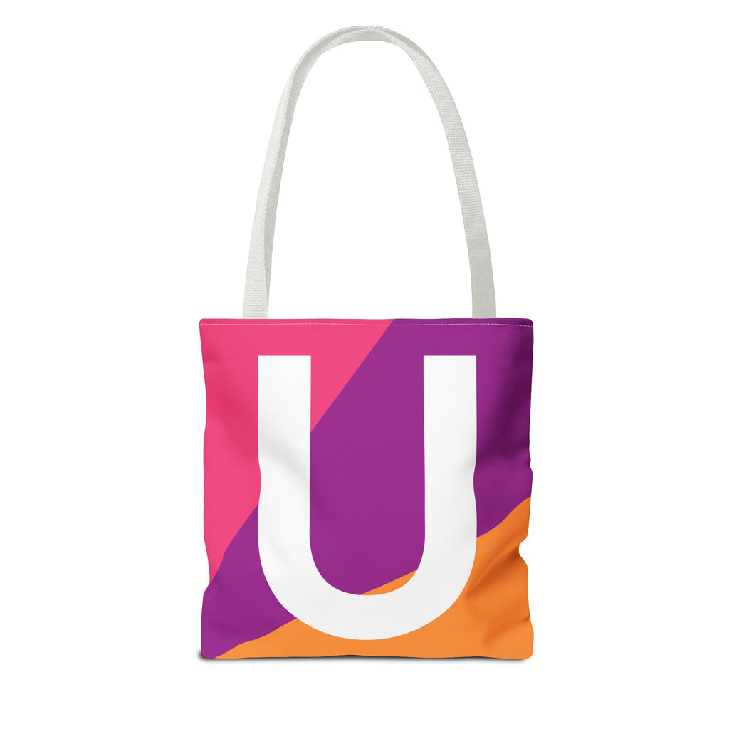 Monogram 'U' Colorblock Tote Bag — Personalized Initial U Shoulder Tote