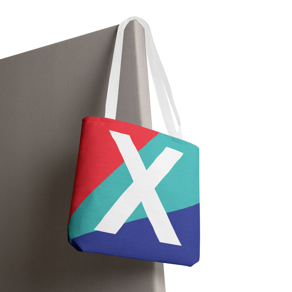 Monogram 'X' Colorblock Tote Bag — Personalized Initial X Shoulder Tote