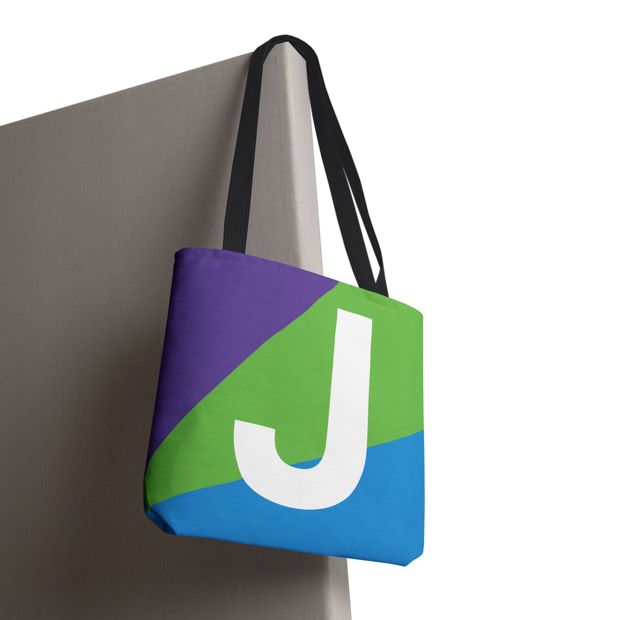 Monogram 'J' Colorblock Tote Bag — Personalized Initial J Shoulder Tote