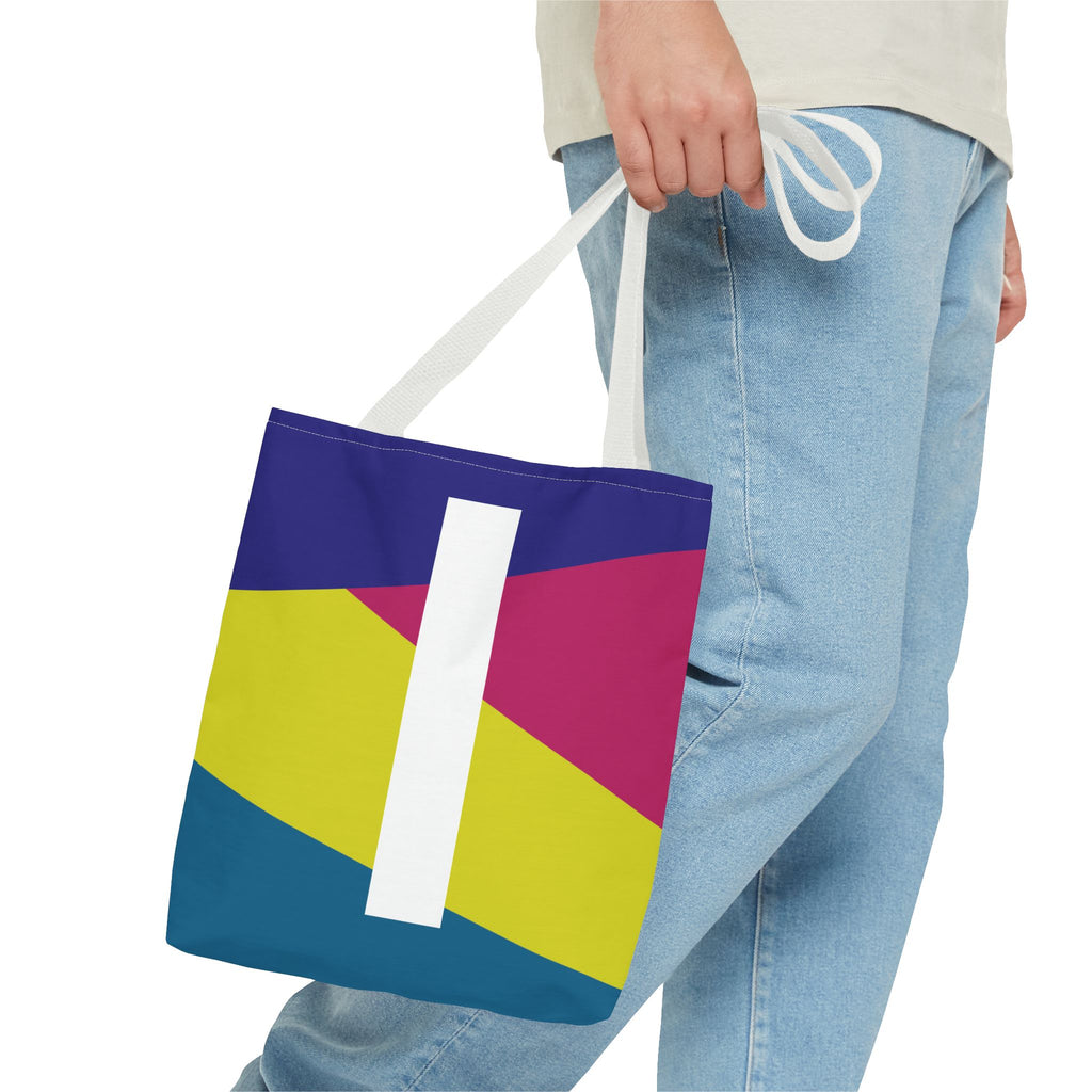 Monogram 'I' Colorblock Tote Bag — Personalized Initial I Shoulder Tote