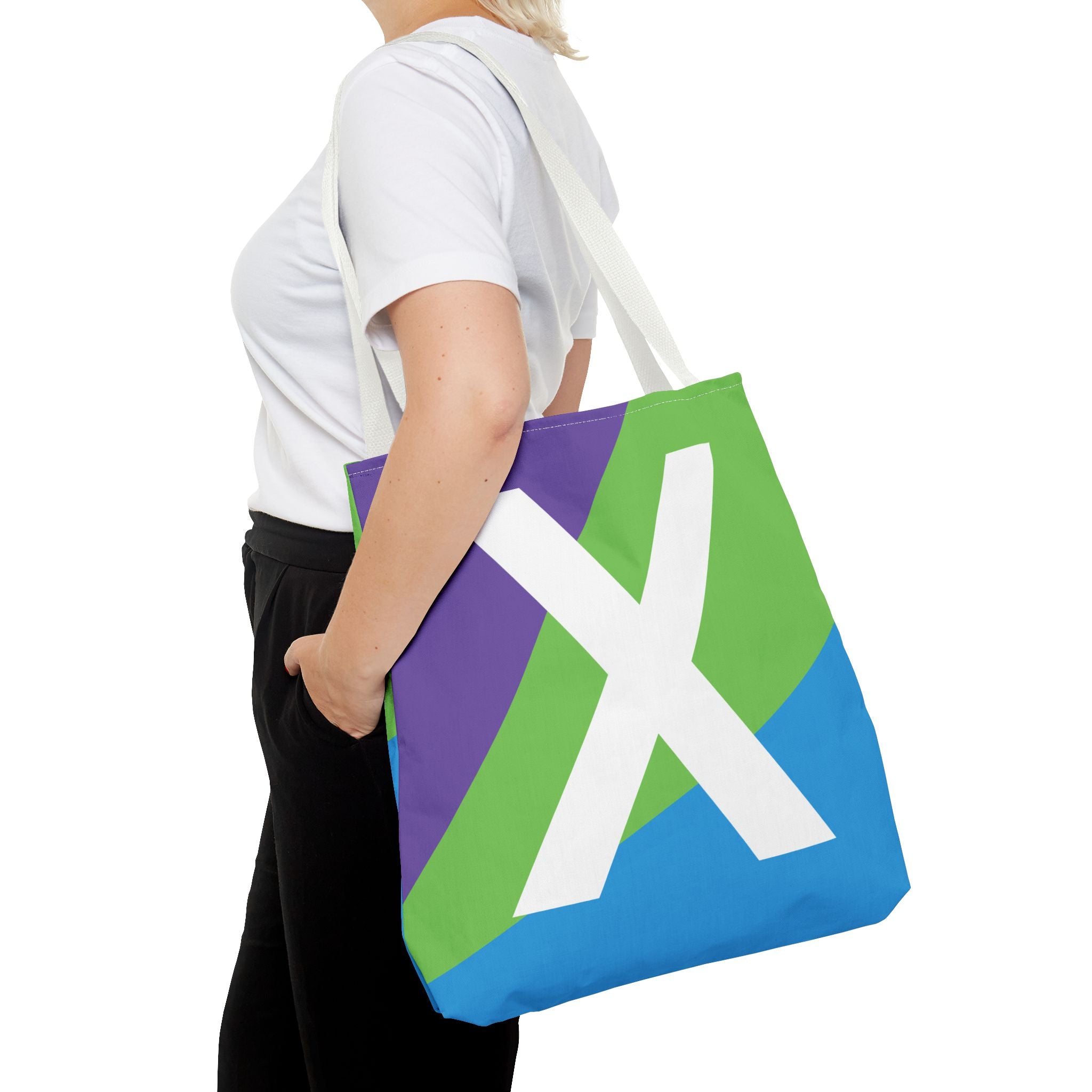 Monogram 'X' Colorblock Tote Bag — Personalized Initial X Shoulder Tote