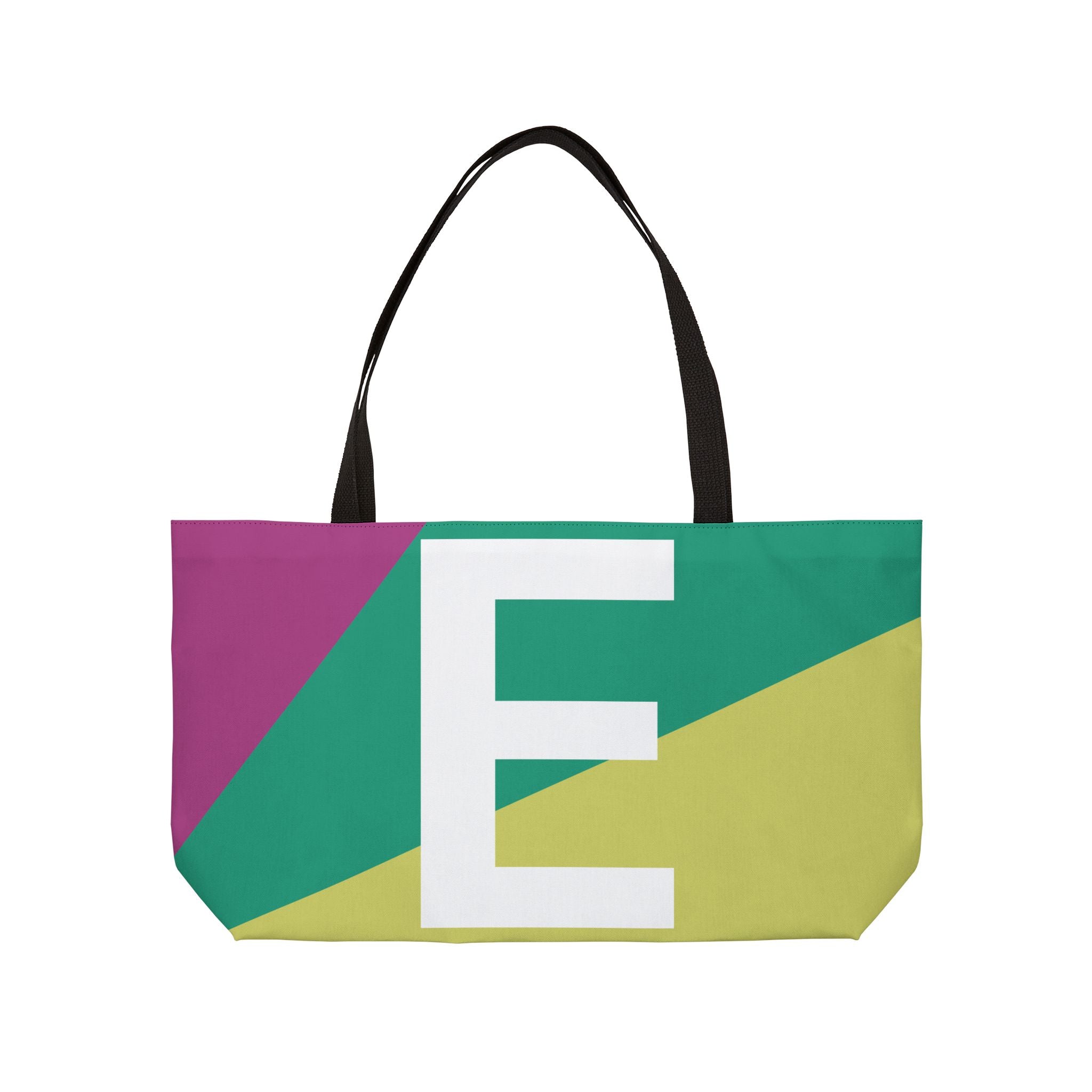 Personalized 'E' Colorblock Tote Bag — Monogram Weekender Tote