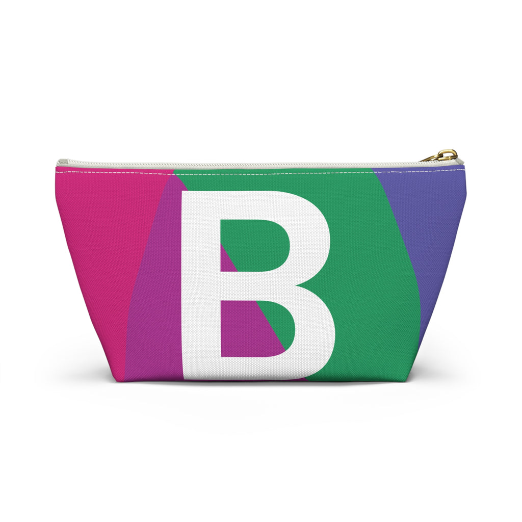 Initials Colorblock Accessory Pouch — Monogram B T-Bottom Cosmetic Bag