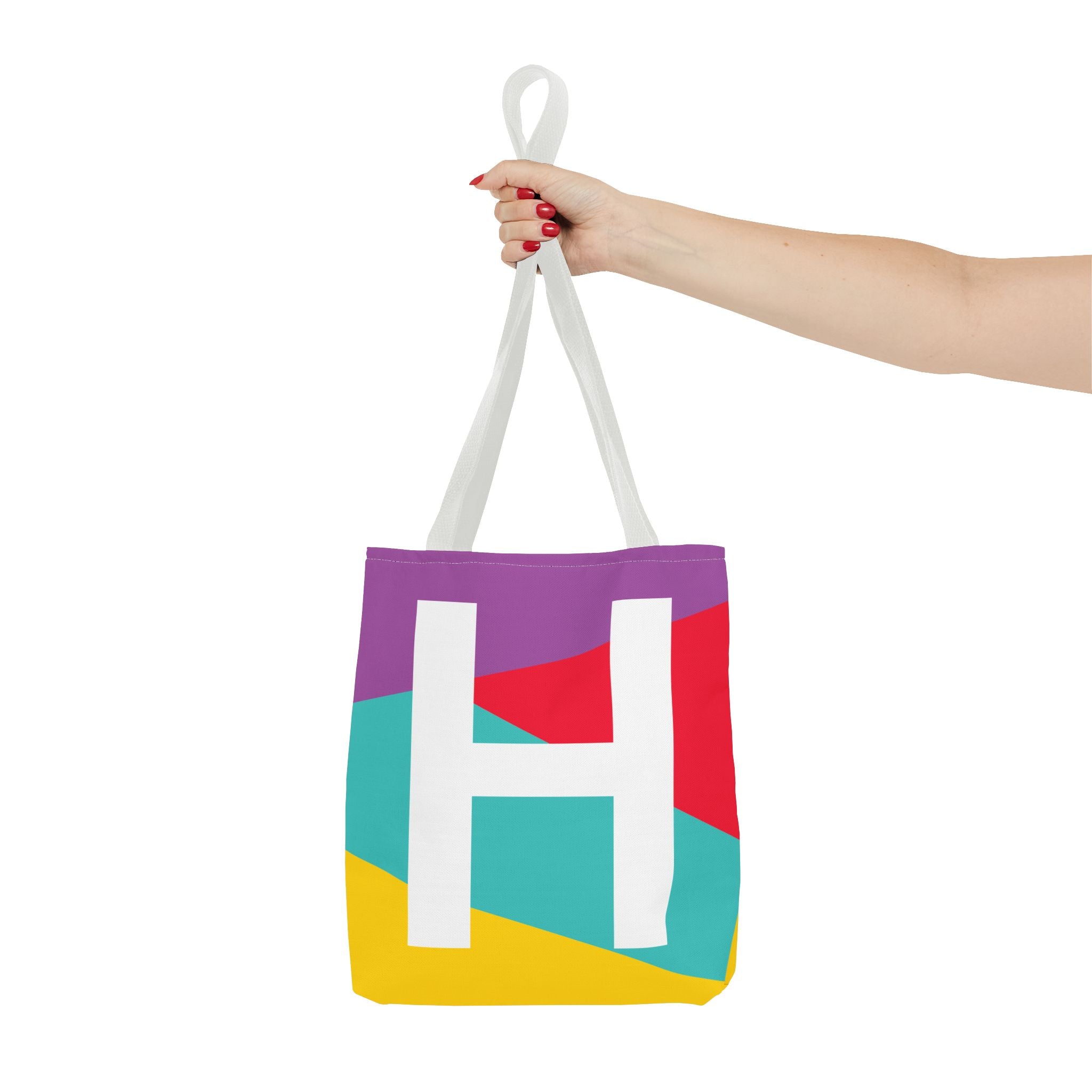 Monogram 'H' Colorblock Tote Bag — Personalized Initial H Shoulder Tote
