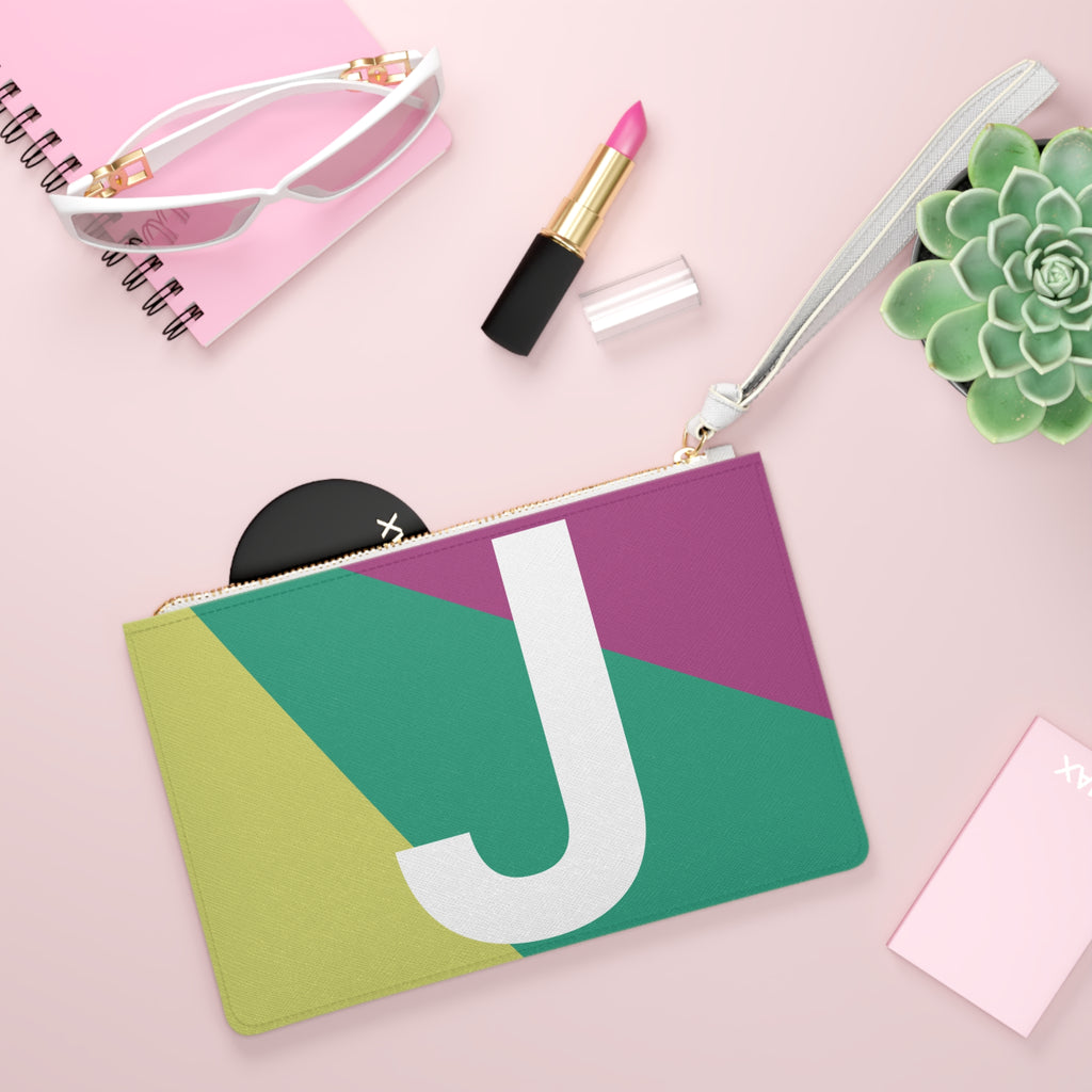 Monogram 'J' Colorblock Clutch Bag — Bold Geometric Wristlet for Everyday & Gifts