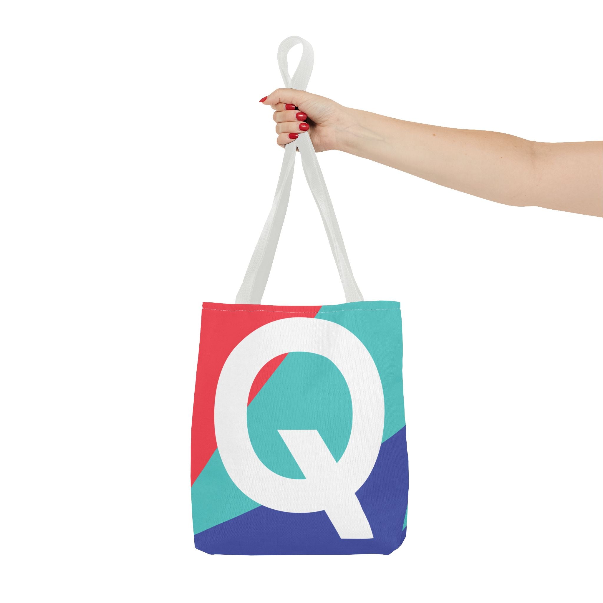 Monogram 'Q' Colorblock Tote Bag — Personalized Initial Q Shoulder Tote