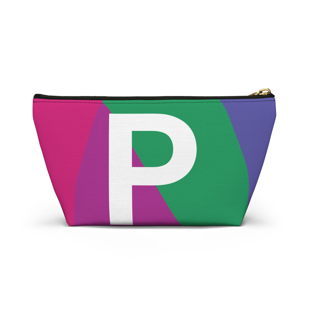 Initials Colorblock Accessory Pouch — Monogram P T-Bottom Cosmetic Bag