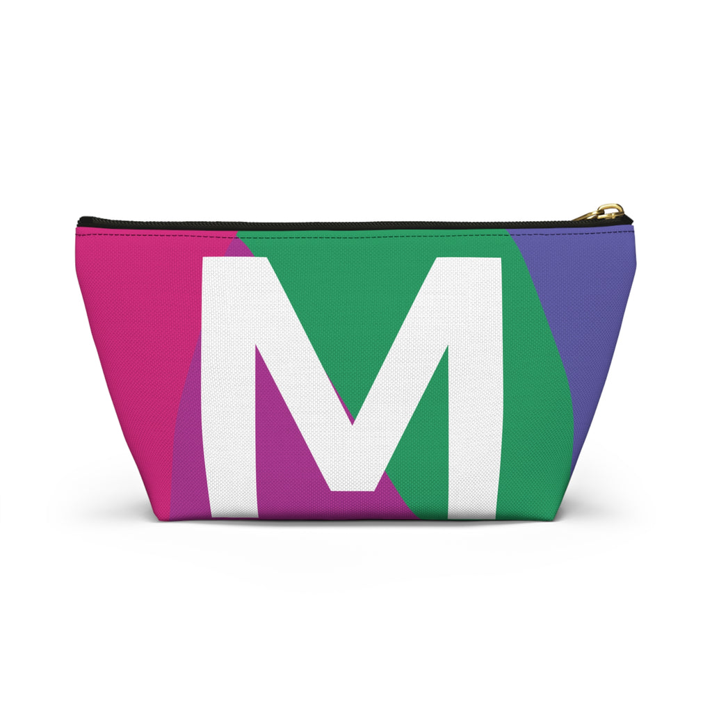 Initials Colorblock Accessory Pouch — Monogram M T-Bottom Cosmetic Bag
