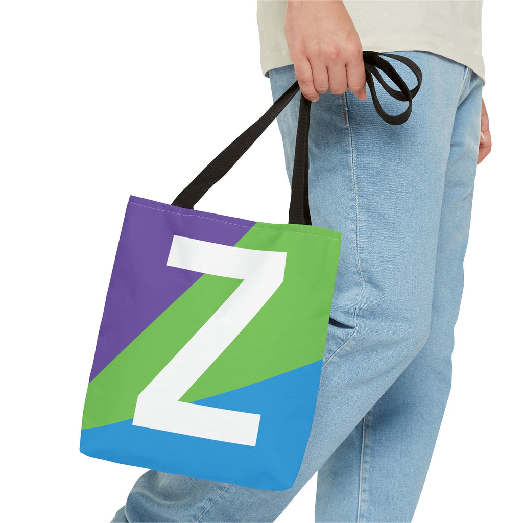 Monogram 'Z' Colorblock Tote Bag — Personalized Initial Z Shoulder Tote