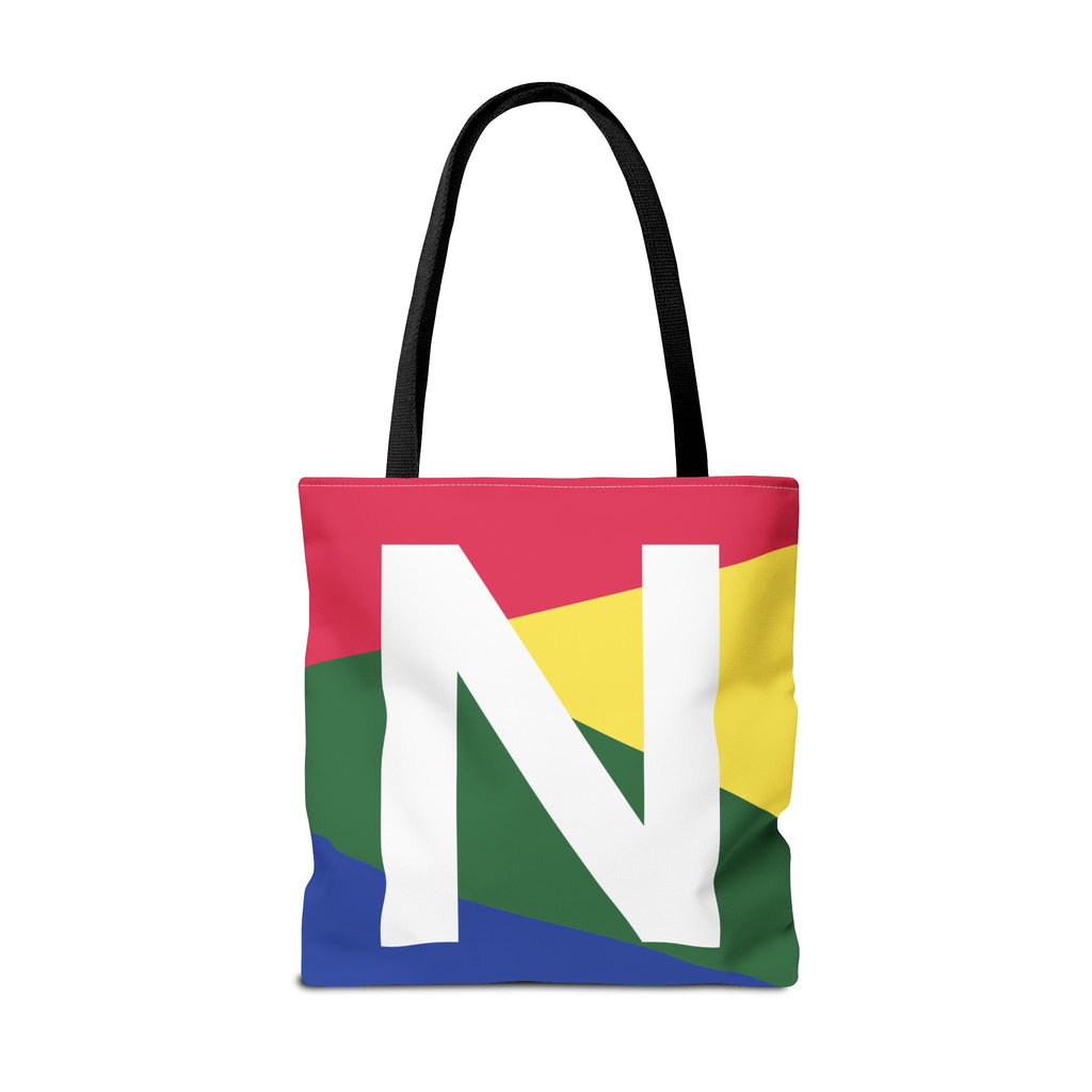 Monogram 'N' Colorblock Tote Bag — Personalized Initial N Shoulder Tote