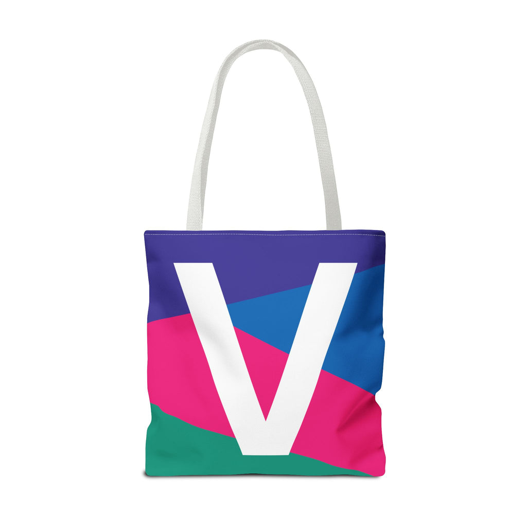 Monogram 'V' Colorblock Tote Bag — Personalized Initial V Shoulder Tote