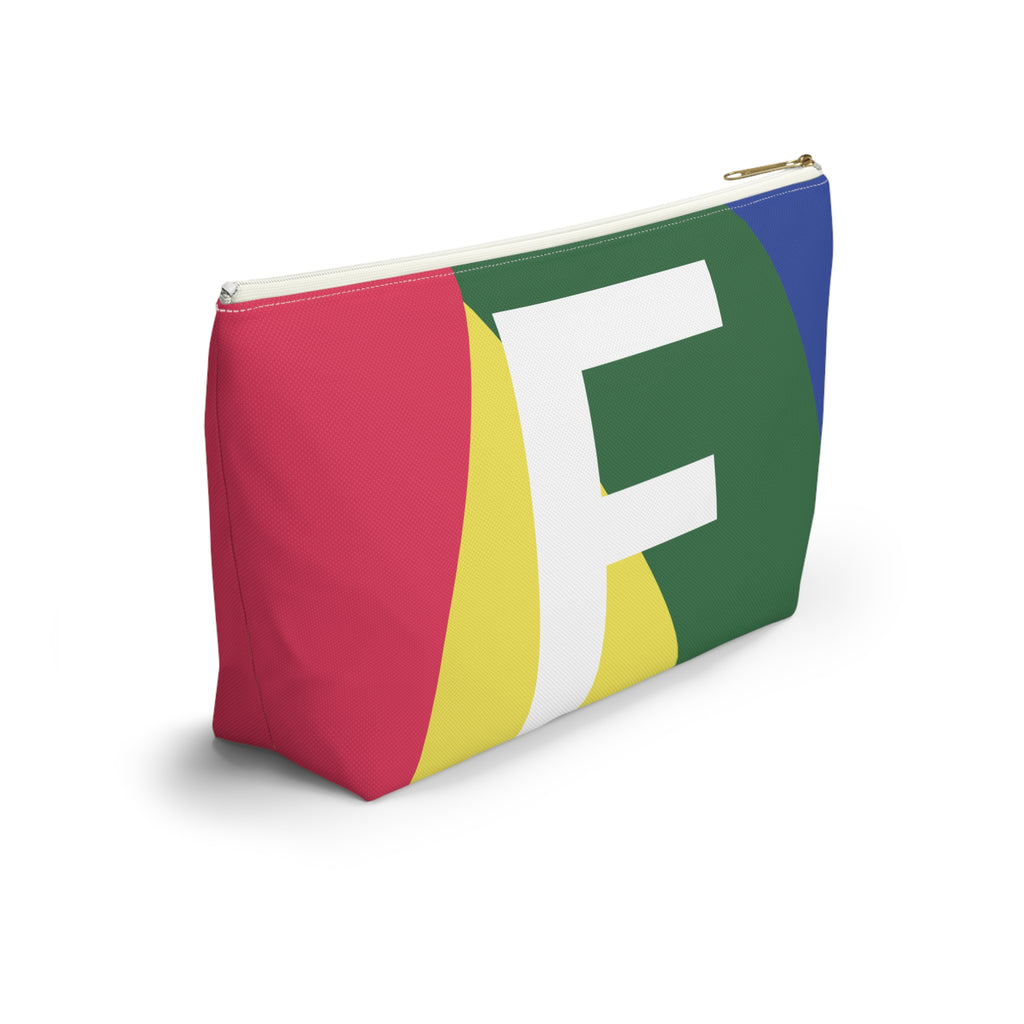 Initials Colorblock Accessory Pouch — Monogram F T-Bottom Cosmetic Bag