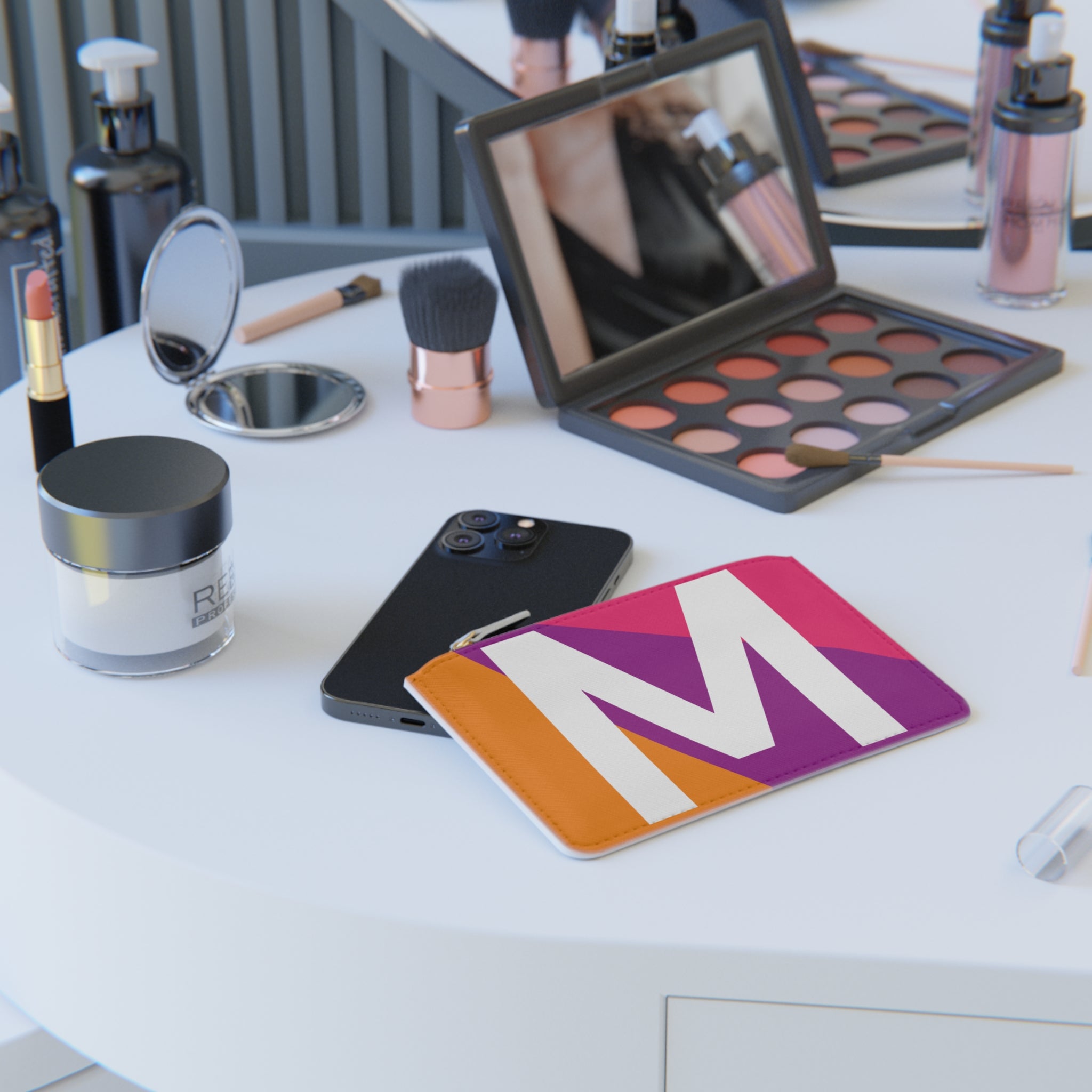 Initial M Mini Clutch — Colorblock Monogram Wristlet Wallet