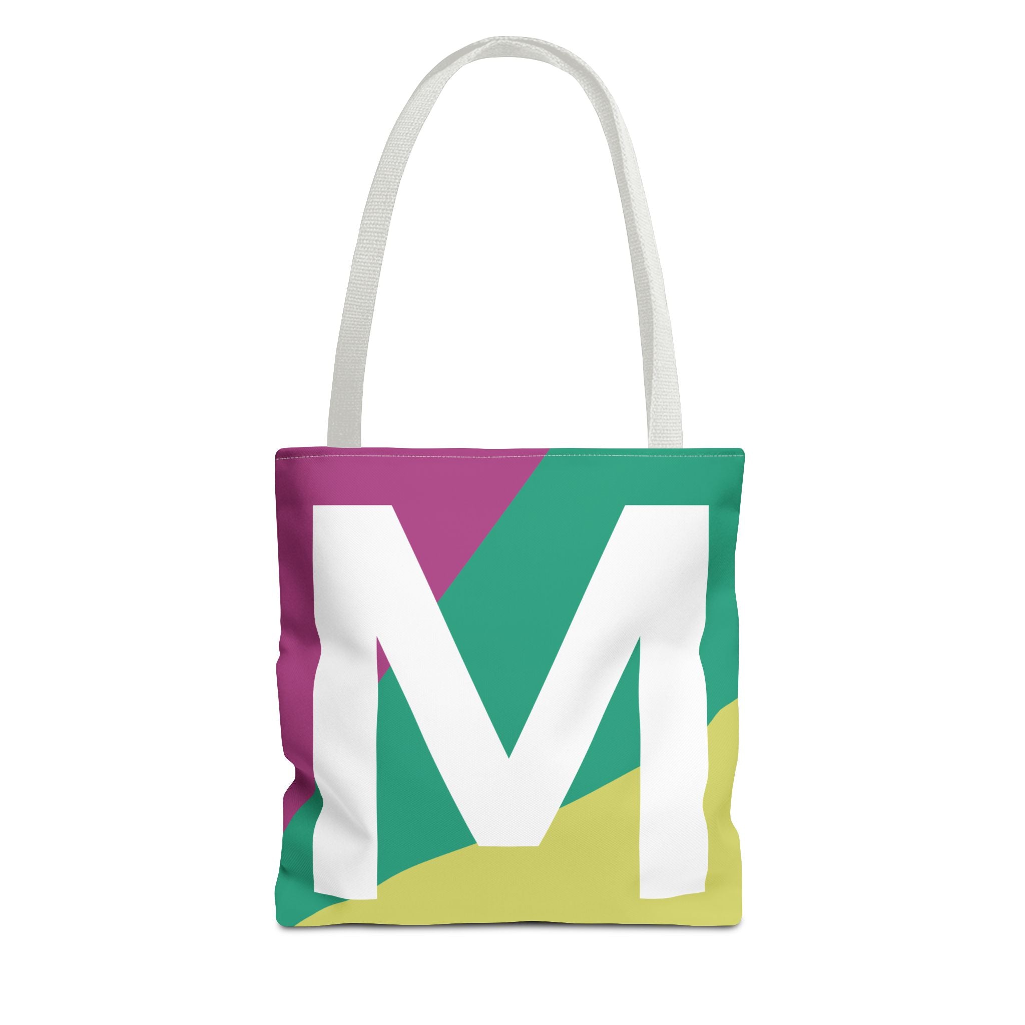 Monogram 'M' Colorblock Tote Bag — Personalized Initial M Shoulder Tote