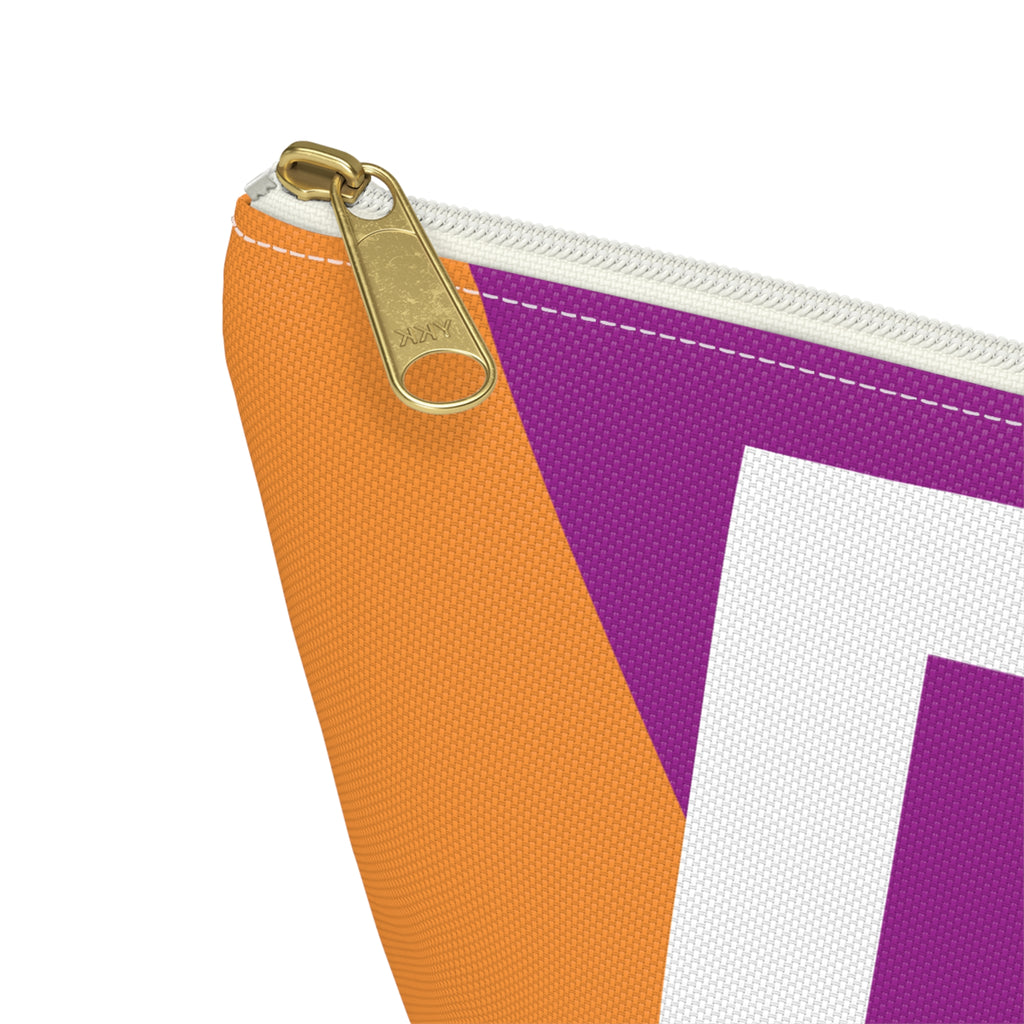 Initials Colorblock Accessory Pouch — Monogram D T-Bottom Cosmetic Bag