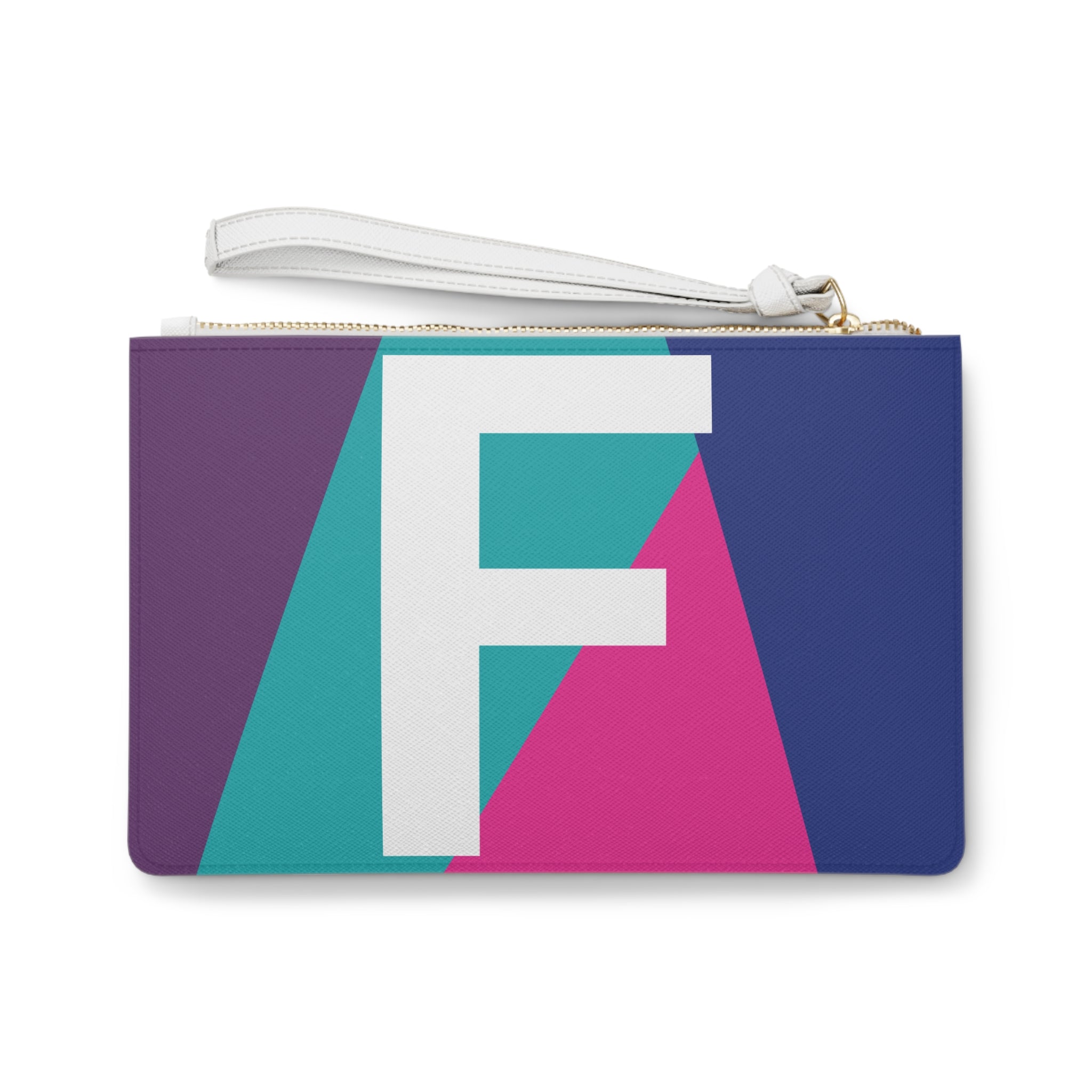 Monogram 'F' Colorblock Clutch Bag — Bold Geometric Wristlet for Everyday & Gifts