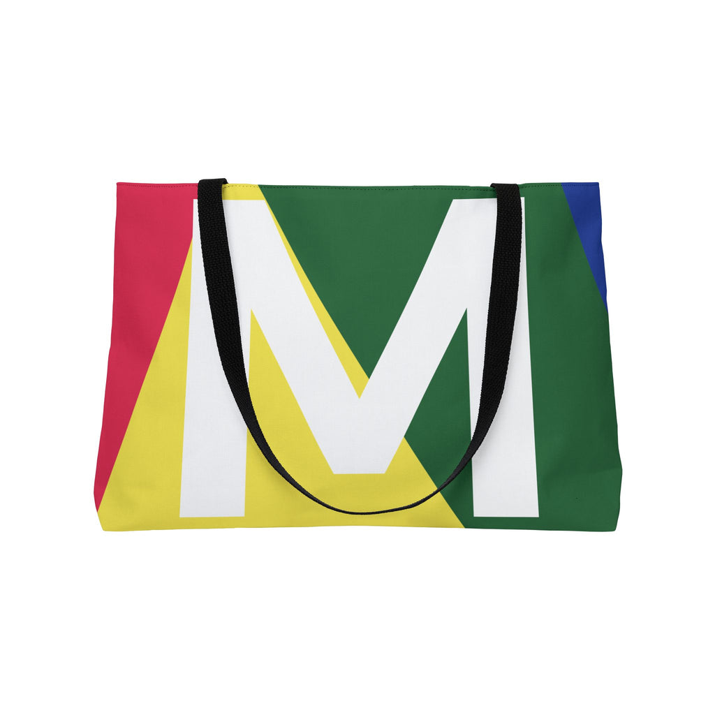 Personalized 'M' Colorblock Tote Bag — Monogram Weekender Tote