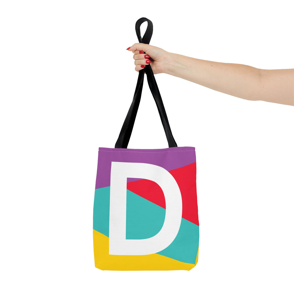 Monogram 'D' Colorblock Tote Bag — Personalized Initial D Shoulder Tote