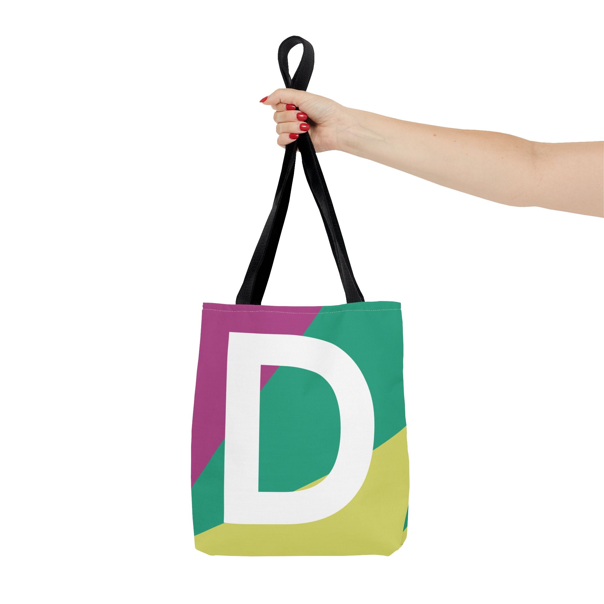 Monogram 'D' Colorblock Tote Bag — Personalized Initial D Shoulder Tote